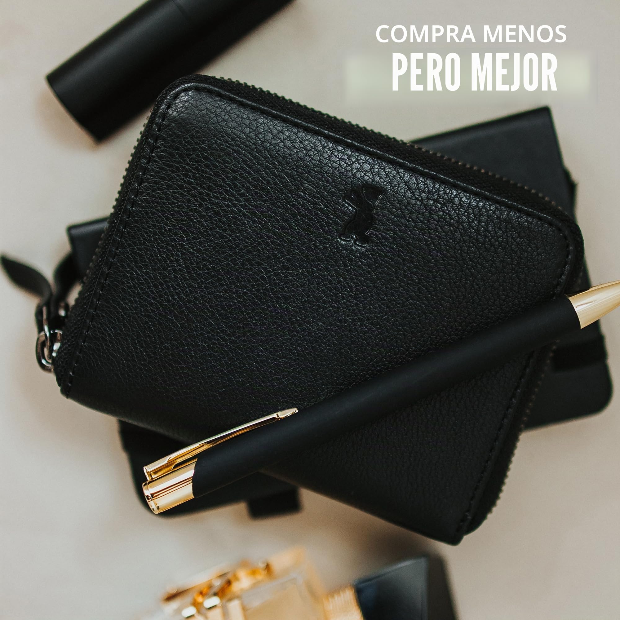 Berliner Bags Fiona Monedero Pequeño de Piel Compacto Negro Mujer con RFID