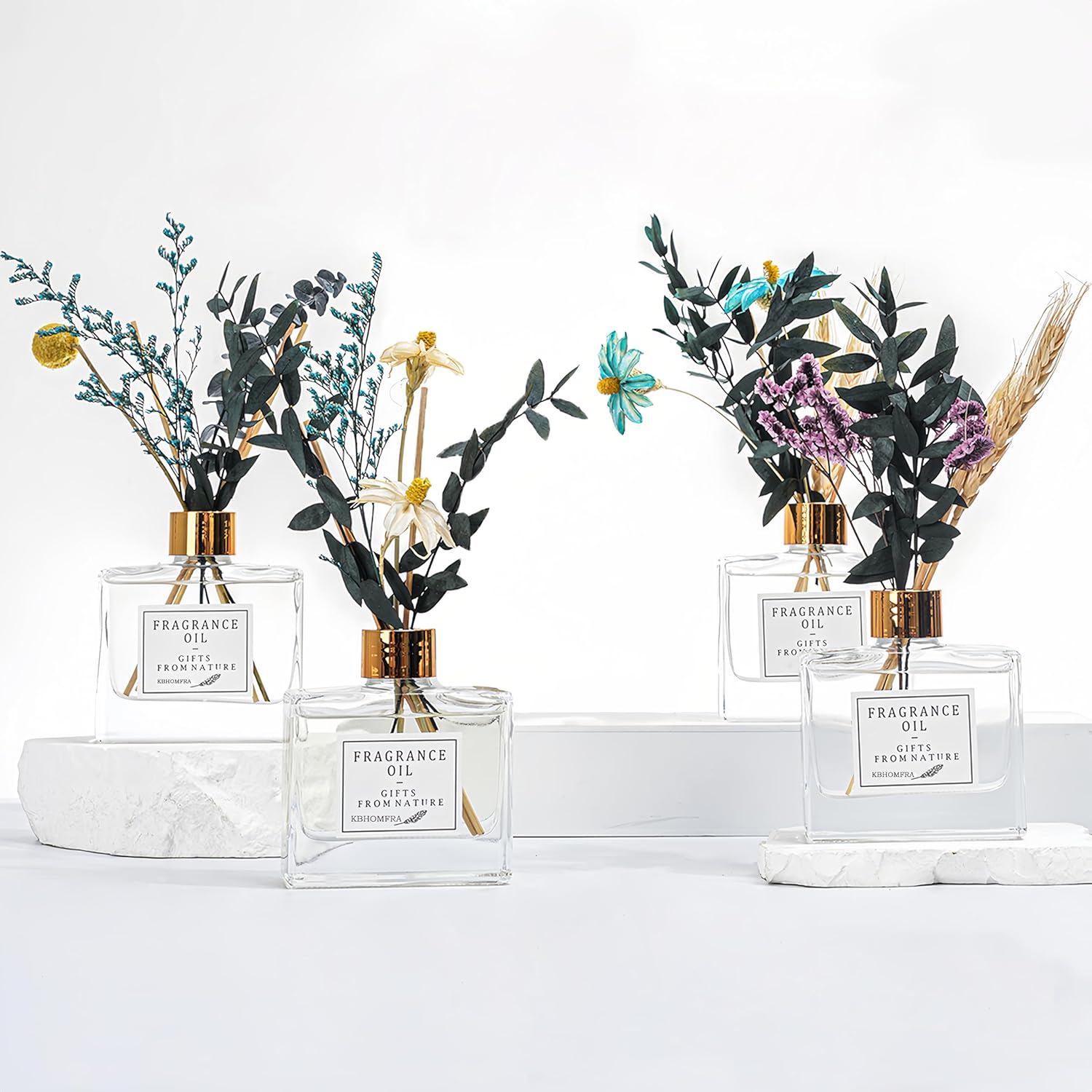 Reed Diffuser Set with Flower, 4.05oz Pure White Gardenia Scent Diffuser Stick of Fragrance Essential Oil,for Bathroom Diffuser Home Bedroom Office Décor - Image 7