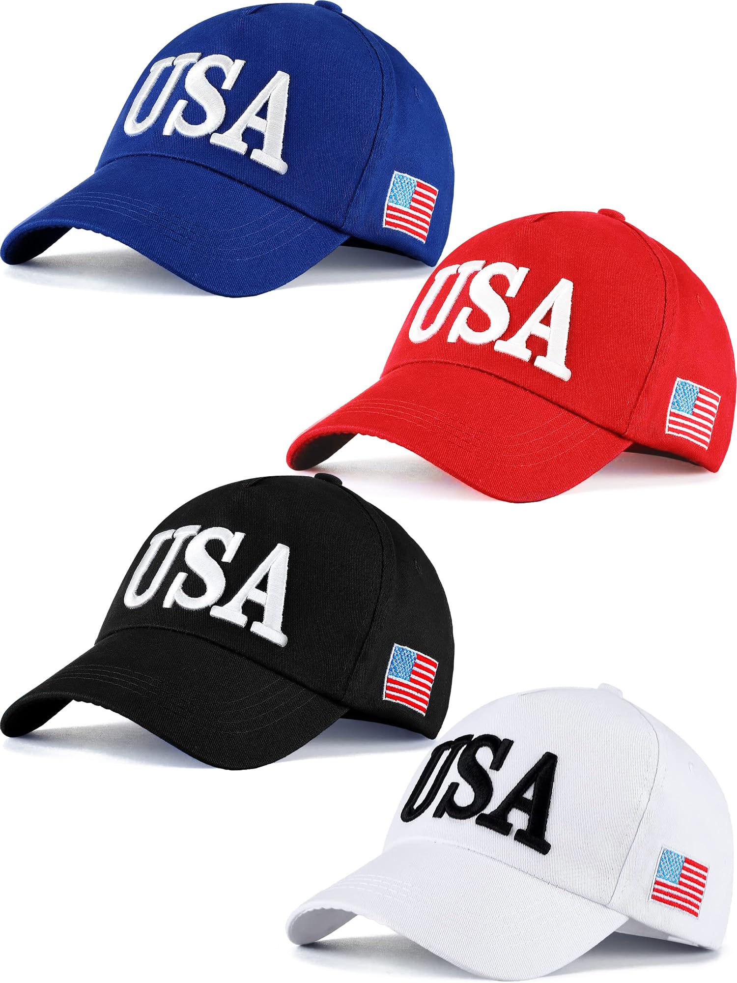 4 Piece USA Hats Set