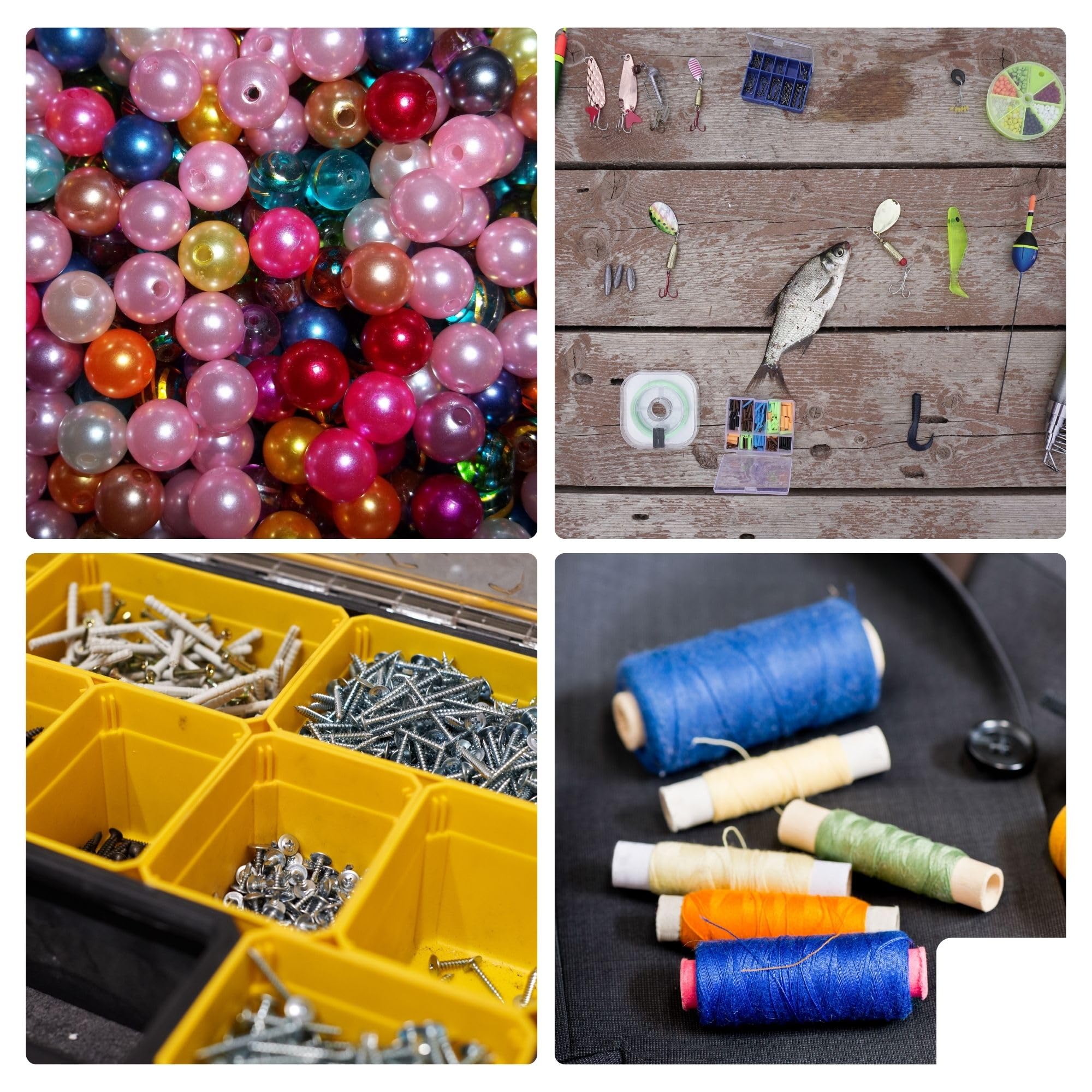 Perel Scatola assortimento, contenitore in plastica con 12 vaschette rimovibili, coperchio trasparente, impilabile, maniglia e chiusure in alluminio, per viti dadi chiodi e piccoli componenti