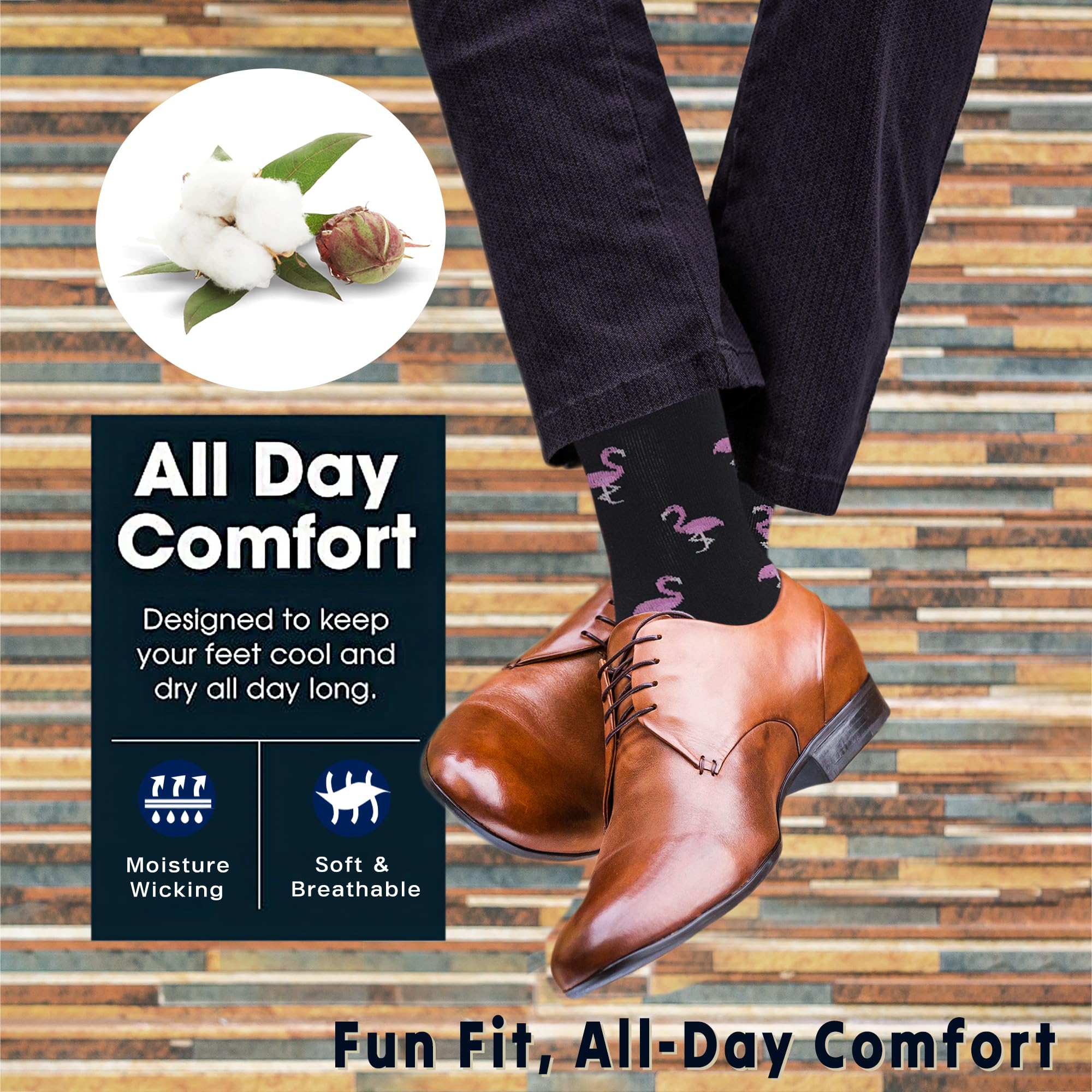 YEJIMONG Calcetines de vestir casuales de algodón para hombre, divertidos y coloridos a rayas, 12 pares, talla 9-12