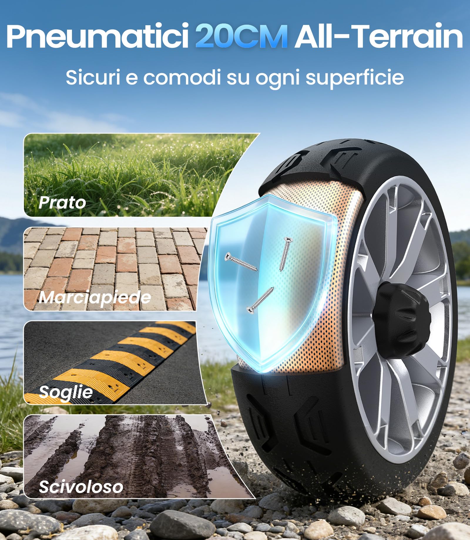 VOCIC D35 Scooter elettrico pieghevole 35 chilometri, doppio cestino 40L | portata fino a 150 kg, ruote da 20 cm, sedile ergonomico regolabile, batteria rimovibile per anziani (Arancione Rosso)