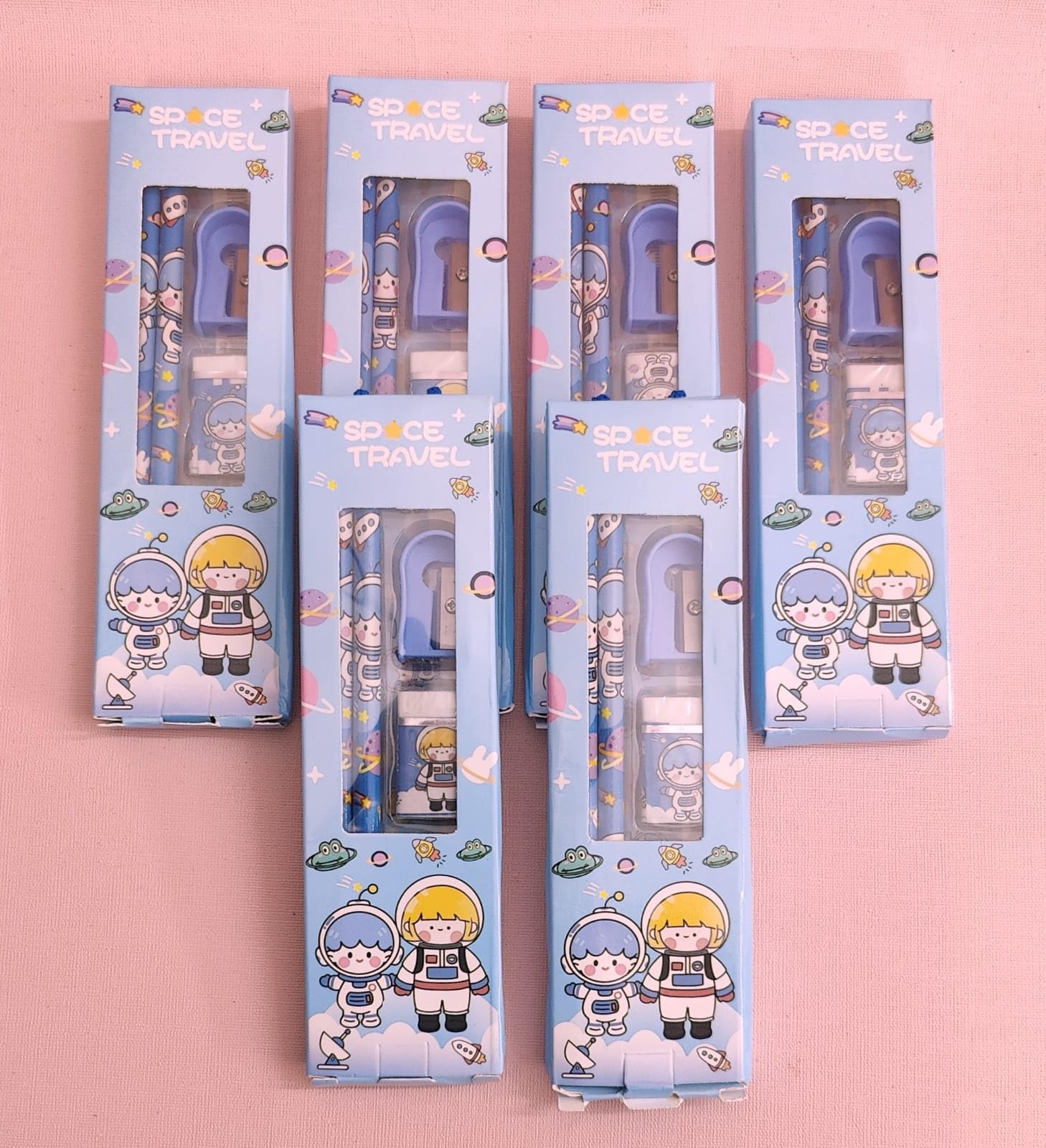 AMANVANI Pencil Sets Stationery for kids stationery set for kids return gift SMALL stationery kit pencil eraser sharpener combo pack return gift Kanjak Gift Items 12pcs 3