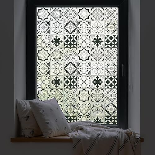 Miniatura 2 de DKTIE Talavera - Película esmerilada de doble cara para vitrales con herramientas de instalación, esmerilado de doble cara y adherencia estática (R,