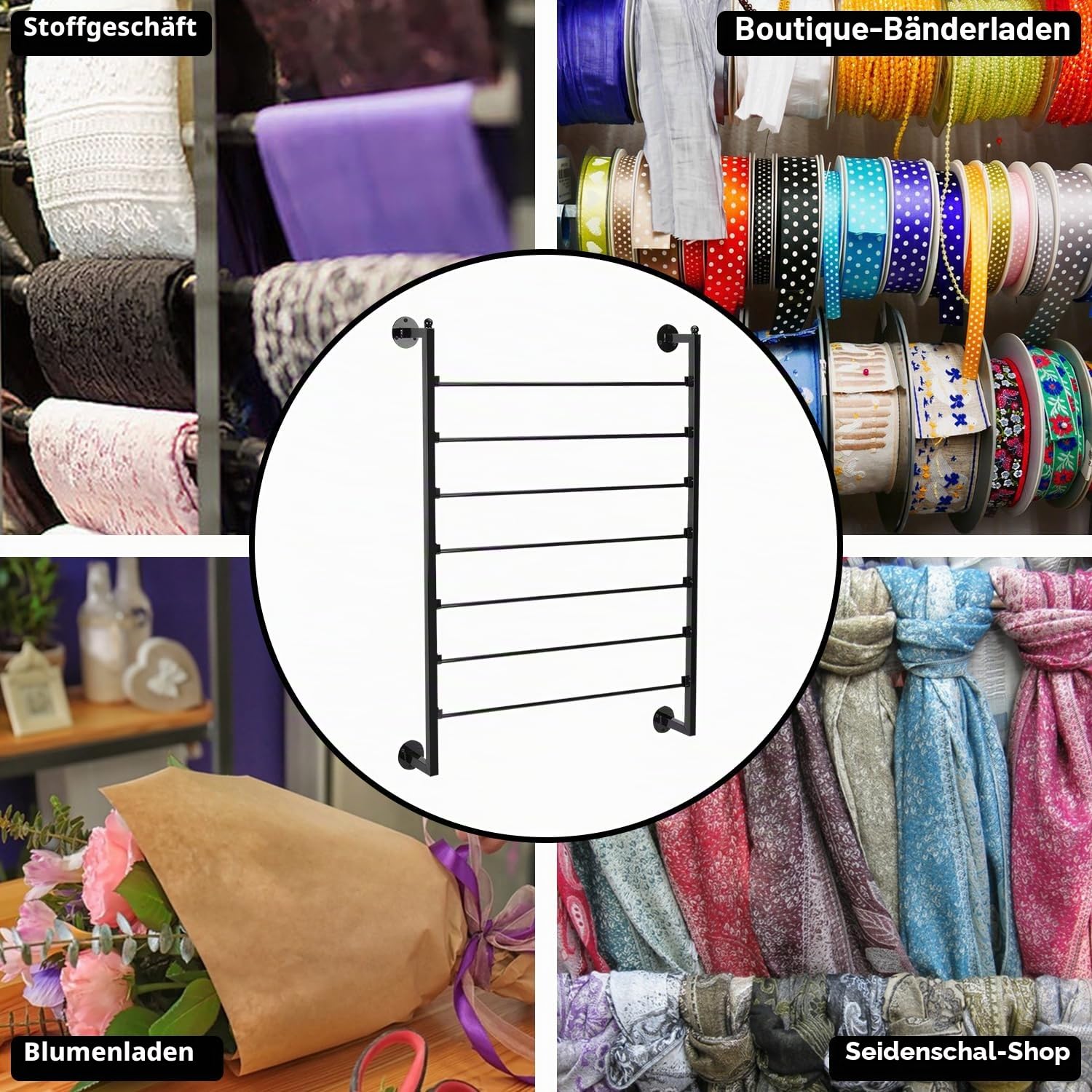 ikare Band-Aufbewahrungs-Organizer, Wandmontage, Geschenkpapierregal, 7-stöckige Metallbandaufbewahrung für Bastelzimmer, Blumenladen, Weihnachtsgeschenkpapier