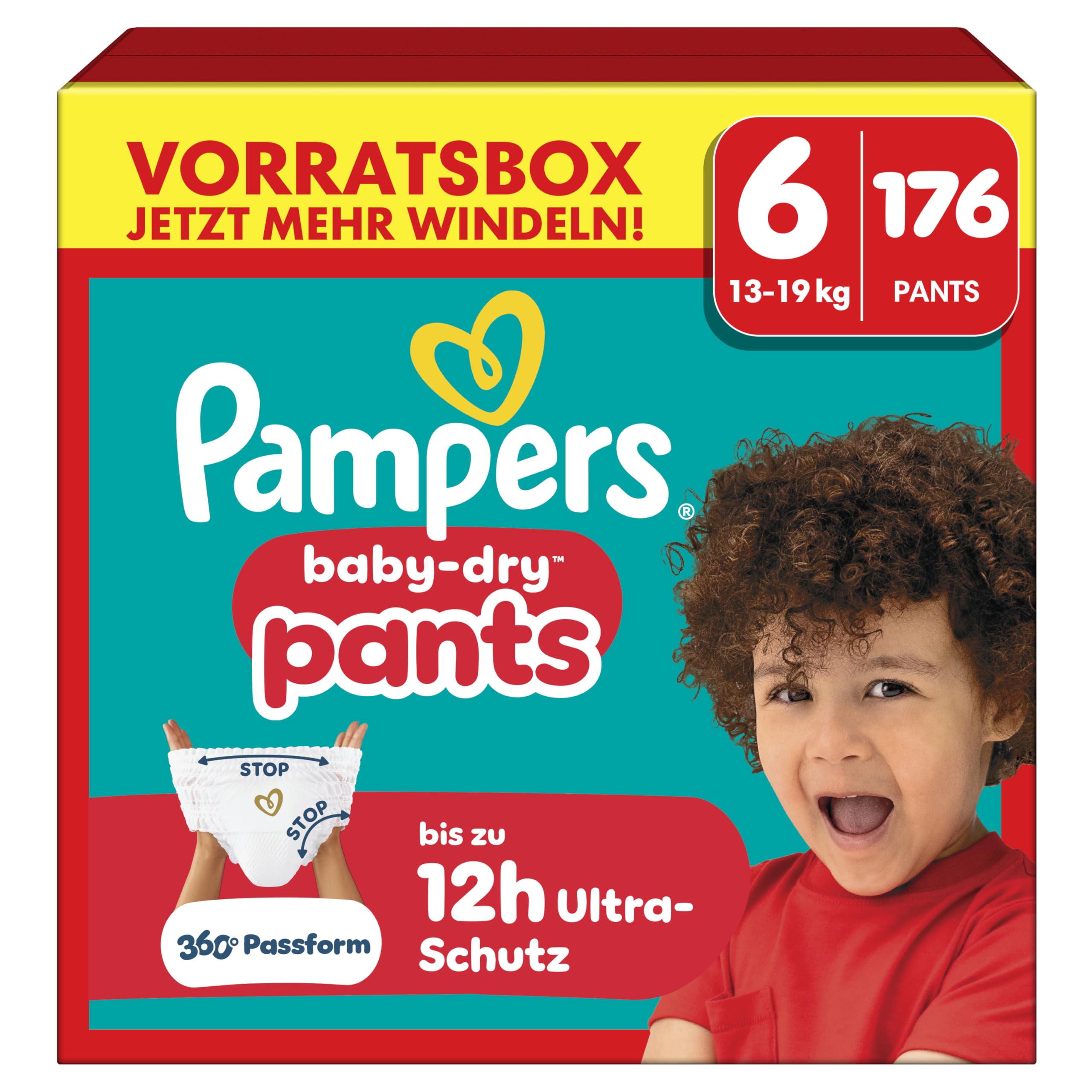 Pampers Baby-Dry Pants Größe 6, 176 Stück, 13-19 kg, 360° auslaufsichere Passform für Tag und Nacht