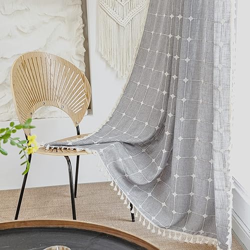 Miniatura 22 de Deeprove Cenefa Bohemia Blanca con Borlas para Decoración de Cocina y Cafetería, Cortinas Cortas de Algodón y Lino Crema Estilo Bohemio Rústico,