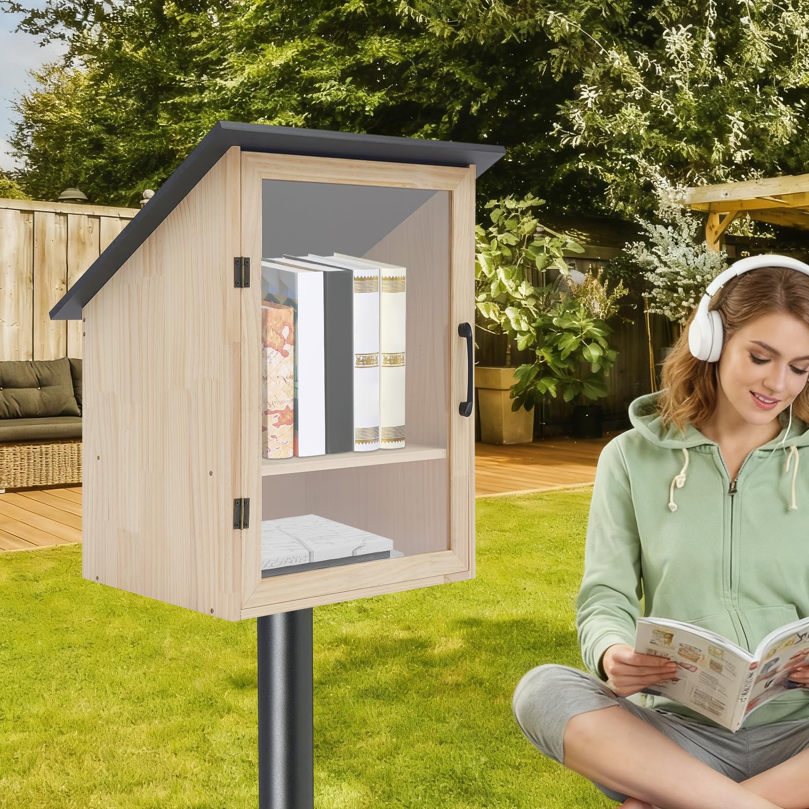 2 Ebenen Holzfarbe Bücherregal Bücherbox Regal Bücherregal Regale Möbel Kallax Regal Aufbewahrungsbox Mit Deckel Aufbewahrungsbox Schrank Aufbewahrungsboxen für Wohnzimmer und Garten