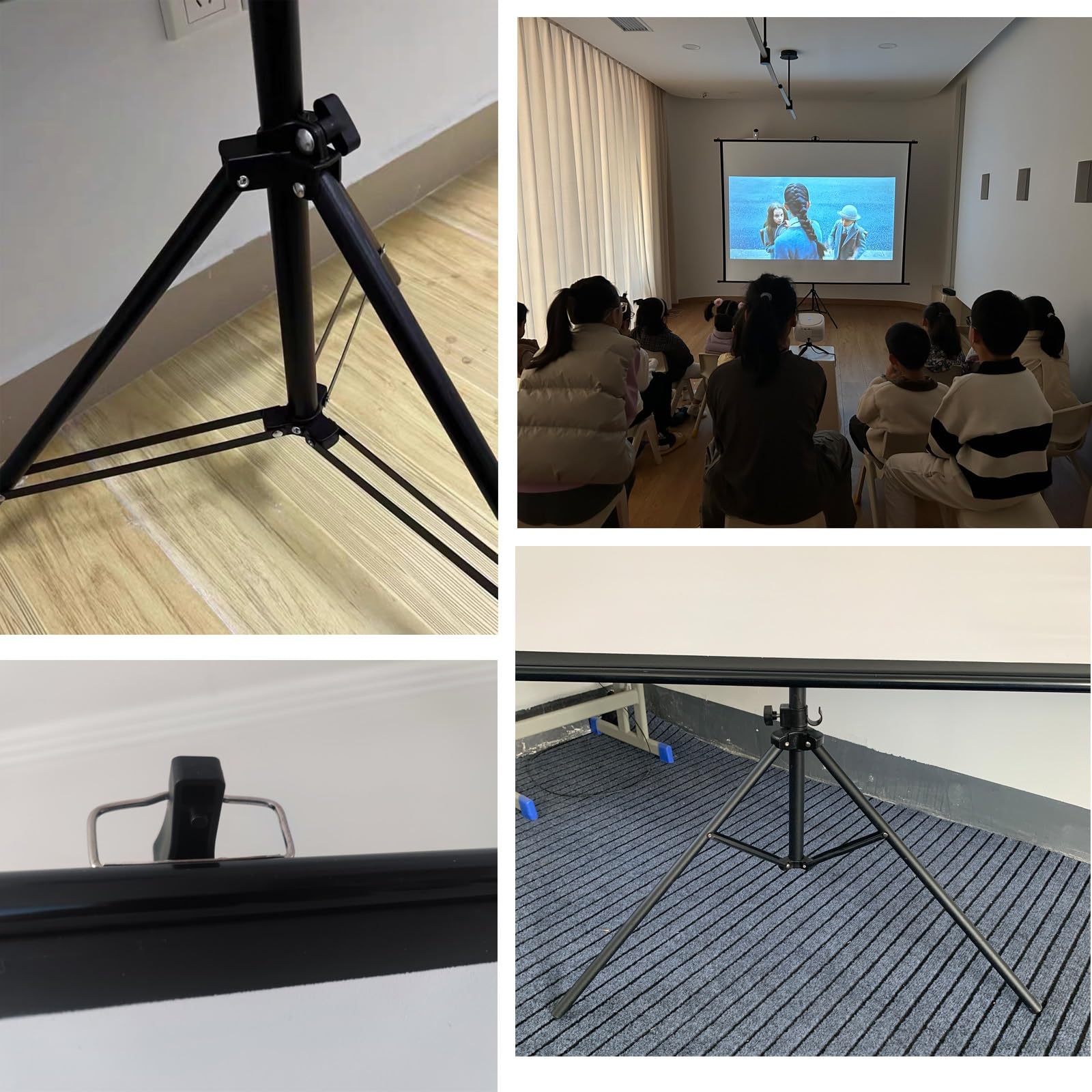 Schermo di proiezione portatile con treppiede, schermo di proiezione video portatile 4:3/16:9 4K HD per cinema in giardino, serate cinema all'aperto, campeggio, schermo per proiettore da parete/suppor