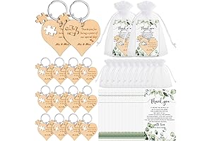 Personalized Wood Heart Puzzle Keychains - Perfect Wedding Favors for Guests (Set of 100)