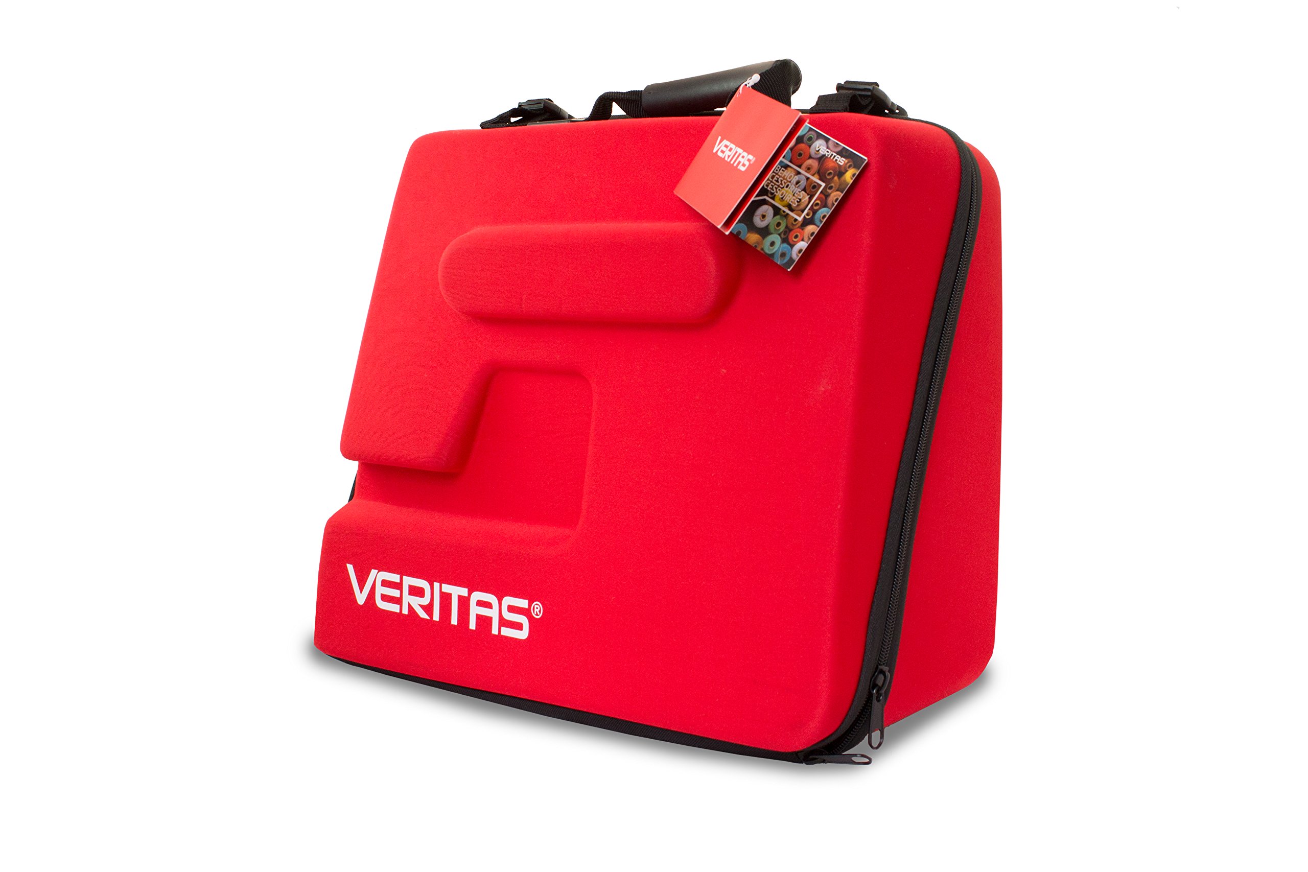 Veritas 1225 Nähmaschinenkoffer, Nähmaschinentasche, Tragetasche für Nähmaschinen, Case, Koffer, Tasche für Transport aus Eva-Schaumstoff, Rot, 44 x 40 x 21,5 cm