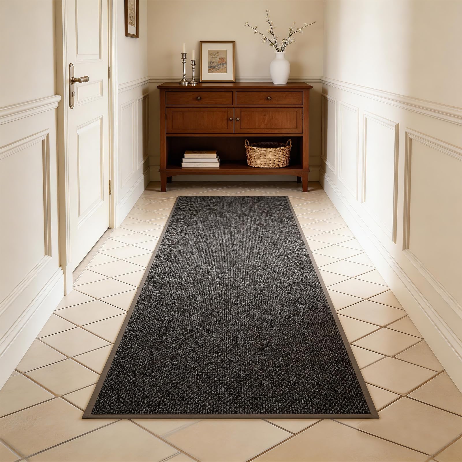 Romon Alfombra Salon Marrón 43x180cm, Alfombra Cocina Lavable Antideslizante, Alfombra Pasillo Larga para Cocina, Pasillo, Lavadero