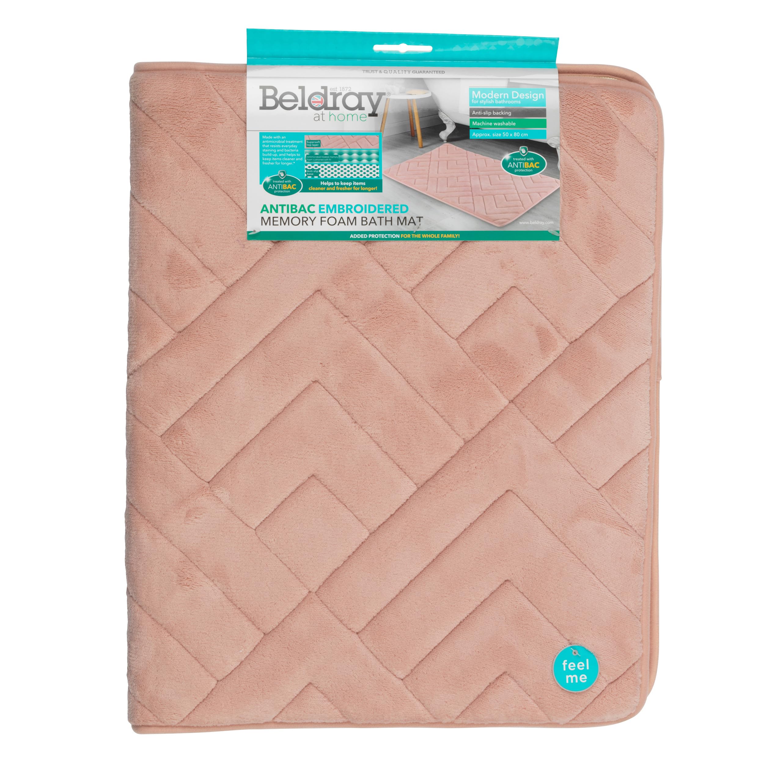 Tappetino Da Bagno Antibatterico Beldray In Memory Foam Con Base Antiscivolo, Lavabile In Lavatrice, Rosa 50x80 Cm - 3