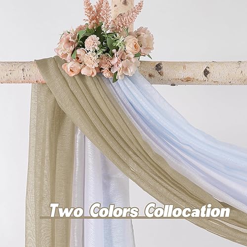 Miniatura 3 de Bufanda de ventana de 144 pulgadas de largo para fiesta, cenefa de cortina semitransparente suave de lujo, para boda (1 panel, gris pardo)