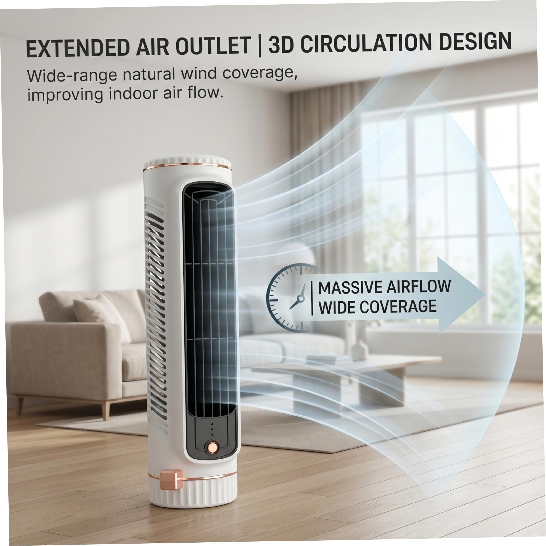Condizionatore a torre, mini ventilatore a torre portatile senza lama CA, circolazione dell'aria 3D, mini unità CA con funzionamento silenzioso per camera da letto, condizionatore bianco
