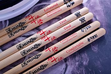 Heavy Marching Drum Sticks - Exhausted Weight, 3 Levels for Strength Training, Pitch & Weight Matched, Hickory Wood with Non-Slip Grip for Marching Band & Drumline