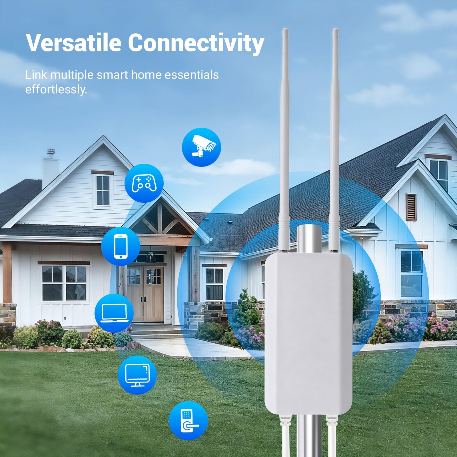AX3000 Amplificateur WiFi extérieur WiFi 6 Gigabit PoE Point d'accès 3000 | Quad-Core IPQ5018, IP65 résistant aux intempéries, protection contre la foudre 6 KV de -30 °C à 55 °C, double bande 3047 Mbps