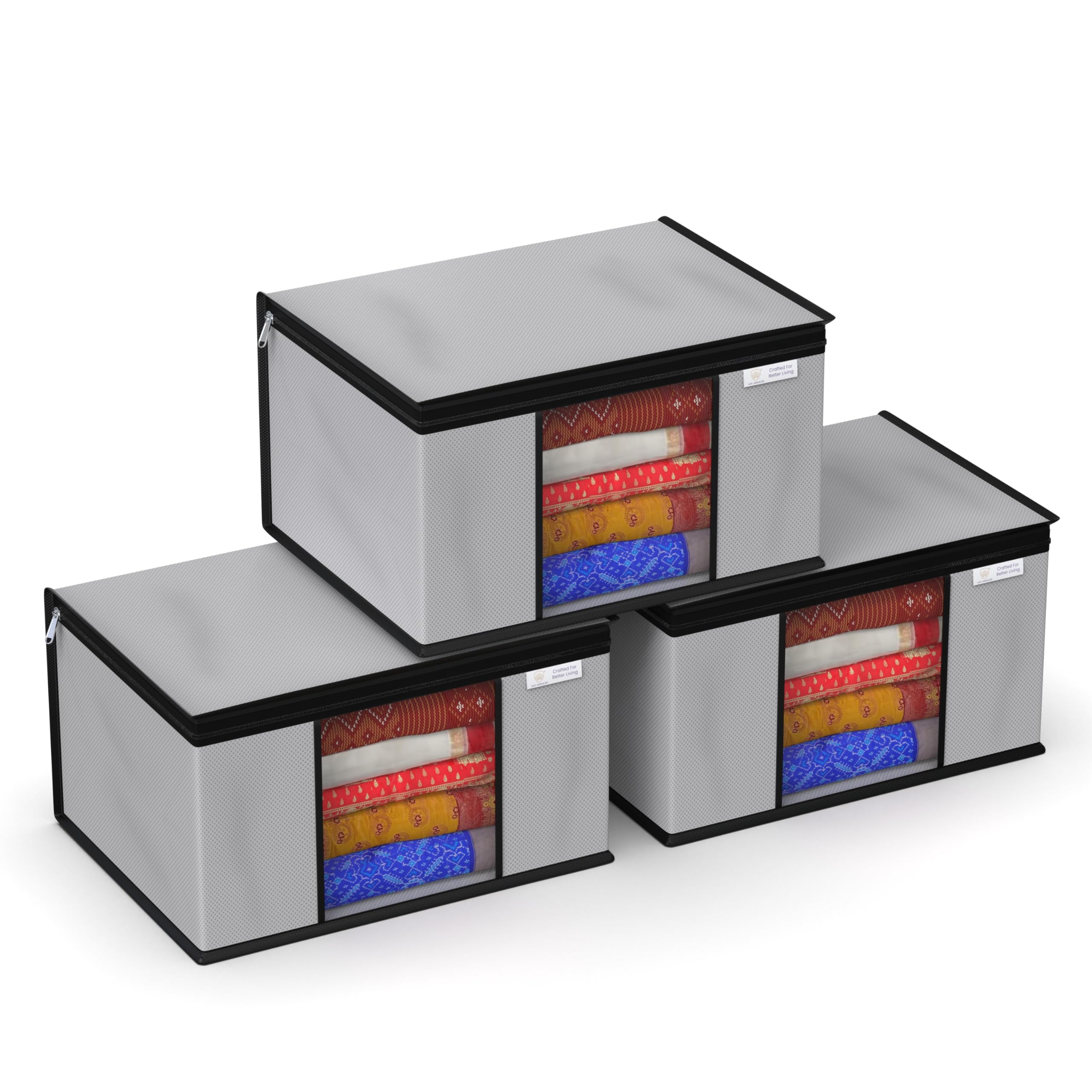 MY ARMOR Non-Woven Saree Cover Wardrobe Organizer with Zip for Storage, Moisture & Dust Proof Packing Bag for Wedding, 40 x 32 x 22 CM (Grey, Pack of 3) (B0CWTQMSSQ) Amazon Price History, Amazon Price Tracker