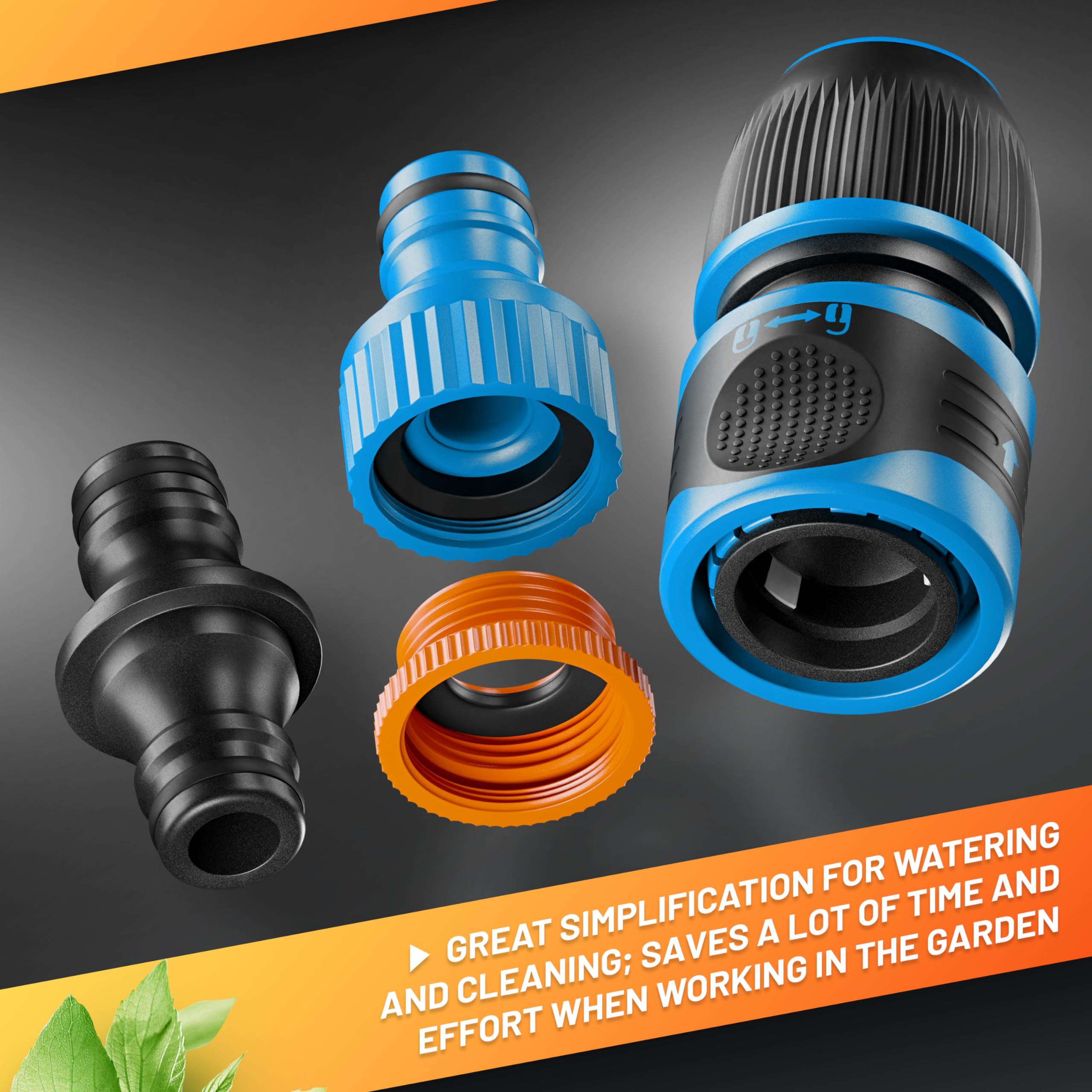 GRÜNTEK 3-Piece Quick Connect Hose Connector and Adapter Set for Garden Hoses Irrigation, and Cleaning with Hose Protector - Image 4
