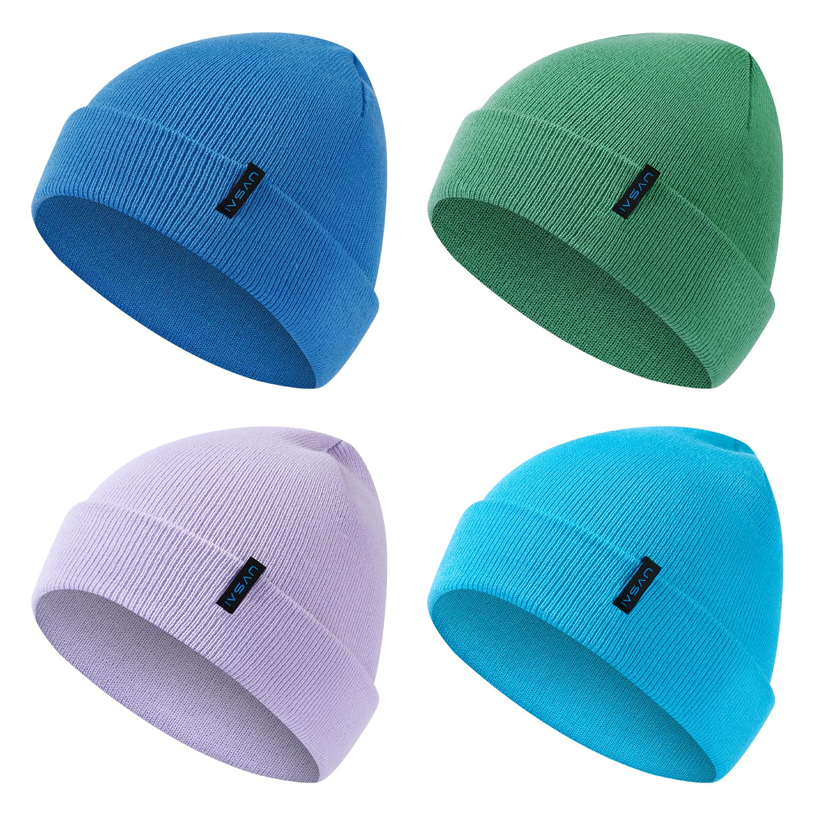 UVSAI 4 Pack Beanies Winter Soft Warm Hats for Men Women Cozy Knitted Cuffed Unisex Skull Beanie
