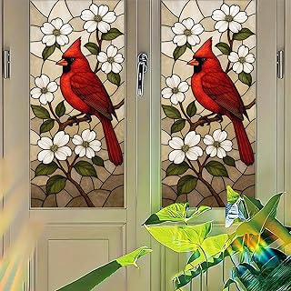 Cardinal Window Film Stained Glass Style Privacy Panel Static Cling Decorative Cover for Kitchen
