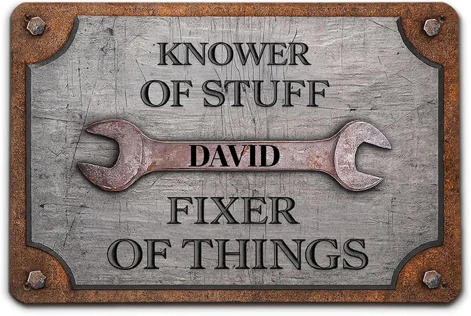 Personalized Garage Sign with Name, Vintage Metal Gift for Dad or Handyman