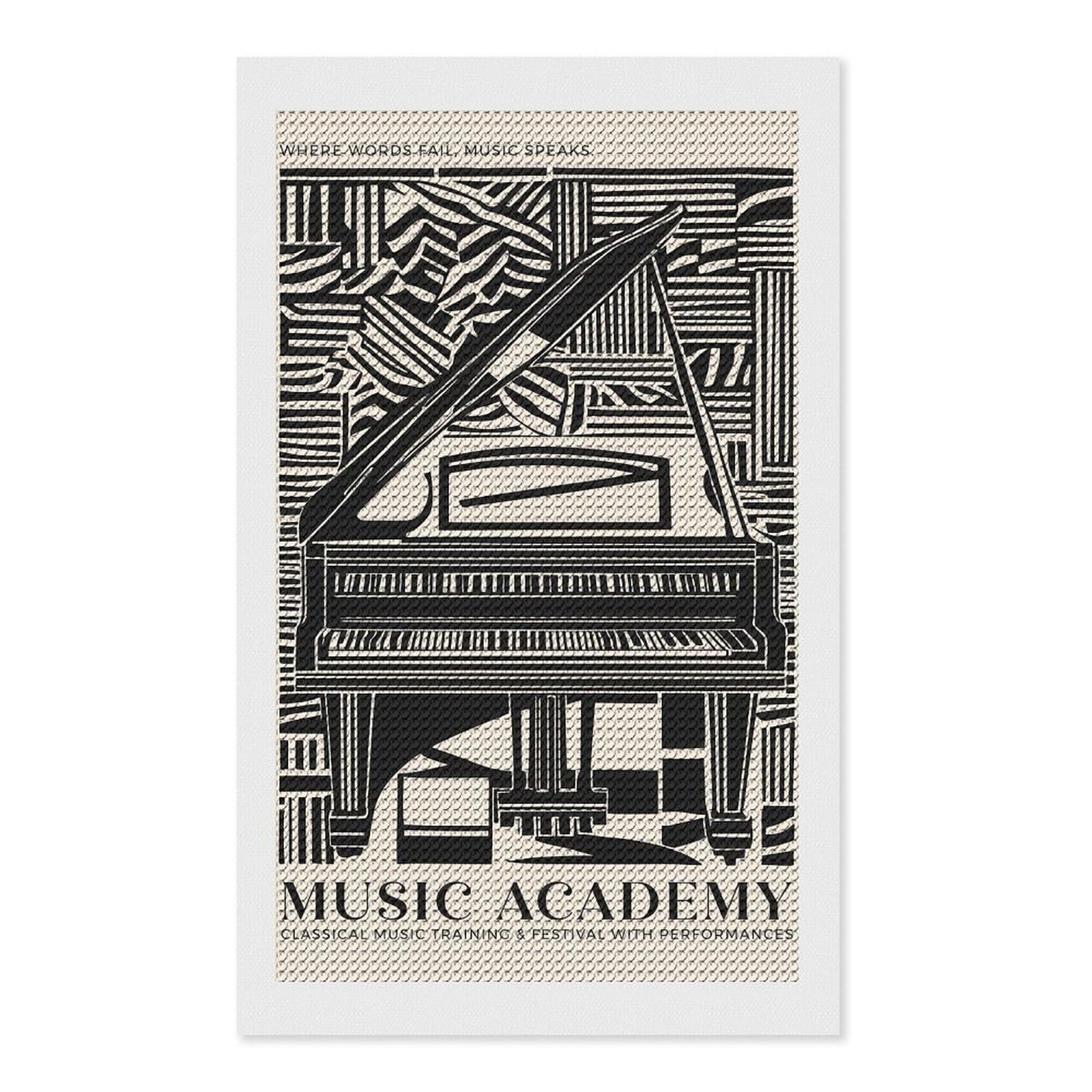Junmoney Music Academy Diamond Painting Canvas Set 12"x20", Mindful Craft Activity, Nice Detail and Sparkle, Farmhouse Decor, Birthday Gift