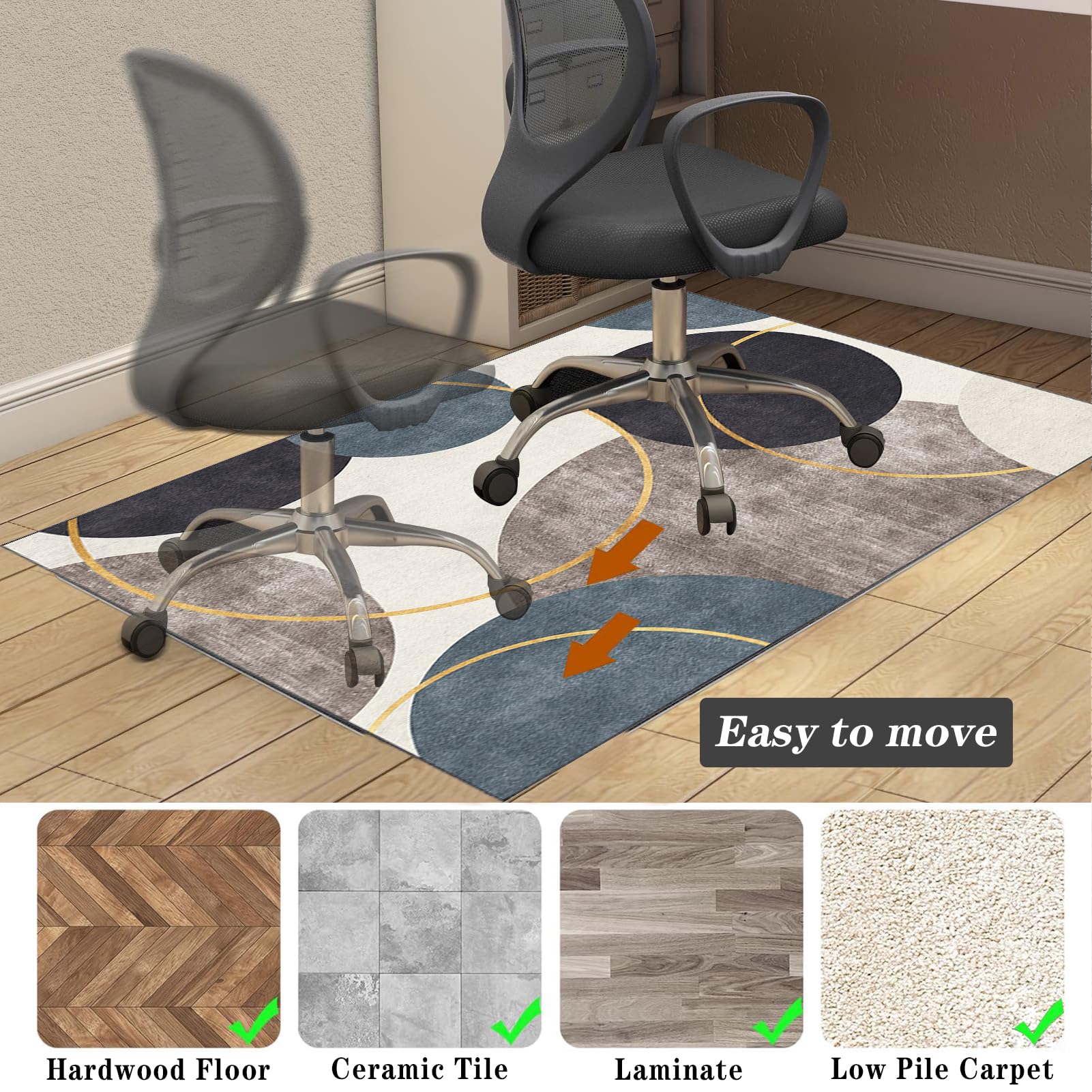 Alfombrilla para Silla de Gaming Oficina Protector de Suelo Alfombrilla para Silla de Oficina Protector Suelo Silla Ruedas 100 x 140 cm Alfombras Gaming Oficina Suelo para Suelos Duros Laminado