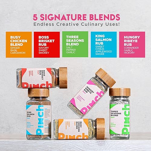 Miniatura 2 de Pinch 5 tarros de condimentos y especias para cocinar, 5 tarjetas de recetas para muchas ideas de cocina, juego de condimentos de regalo con