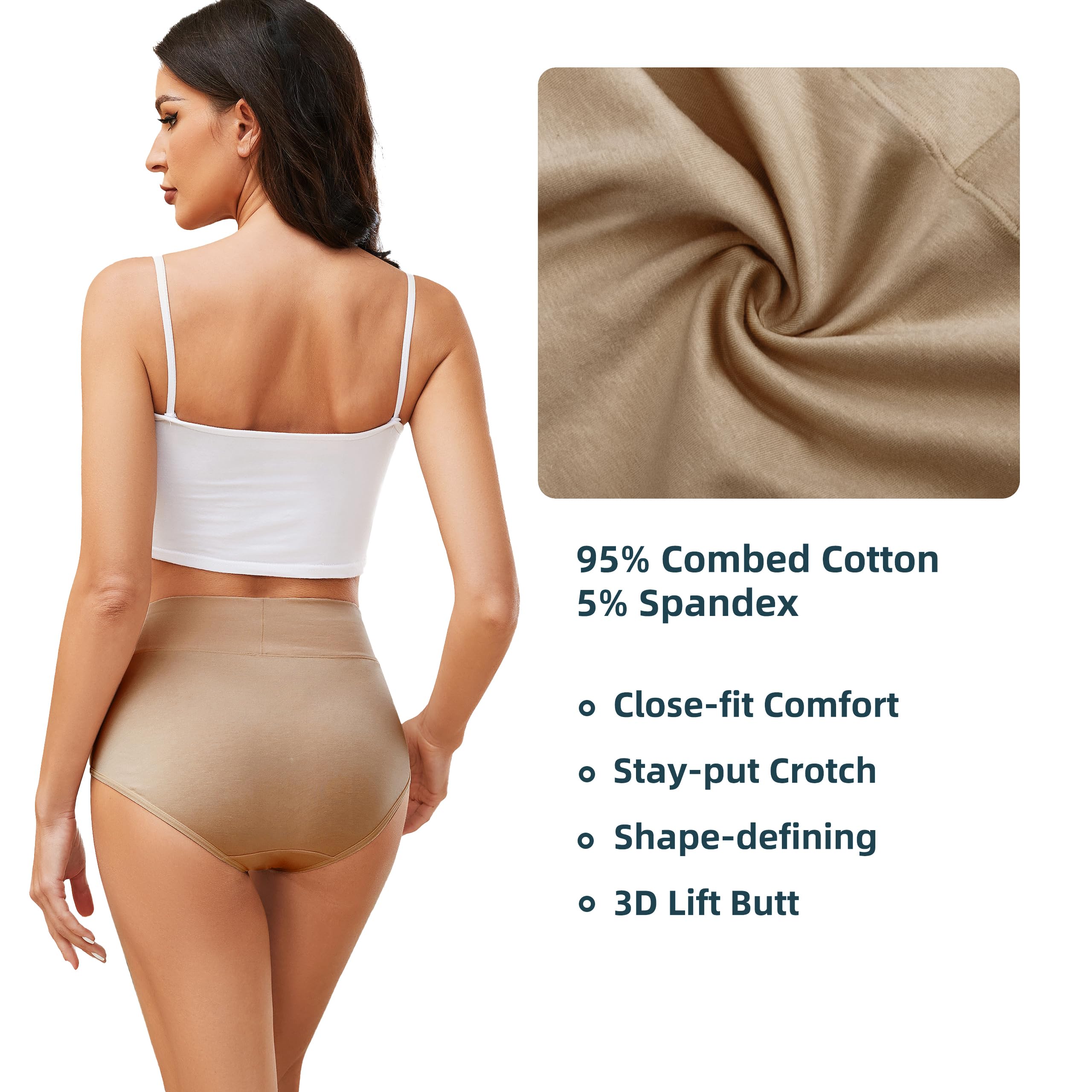 VOENXE Slip Donna Cotone Vita Alta,Mutande Culotte Comode Elastiche,Intimo Mutandine Post Parto,Donna Mutanda Controllo della Pancia,Traspirante Biancheria Women Underwear Pantaloncini,Pacco da 4