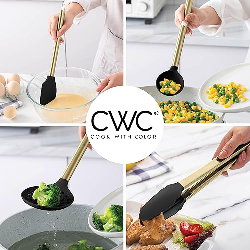 Miniatura 4 de COOK WITH COLOR Utensilios de cocina de silicona, juego de utensilios de cocina de silicona fáciles de limpiar, utensilios de cocina para utensilios