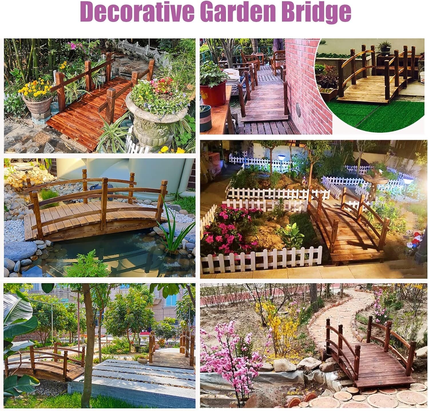Mlida Decorative Wooden Garden Bridge, Sturdy Solid Wood Footbridges for Outdoors, 140/ 150cm Long Pond Bridge with Rails, Perfect for Backyard Lawn Stream (Size : 1.4m/55'' Long)
