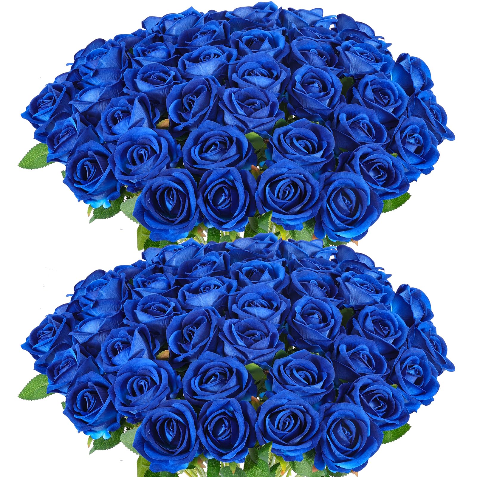 Hananona 50 Artificial Roses in Bulk, Fake Silk Roses Realistic Blue Roses for Wedding Centerpieces Flower Arrangement Home Decor (50, Blue)
