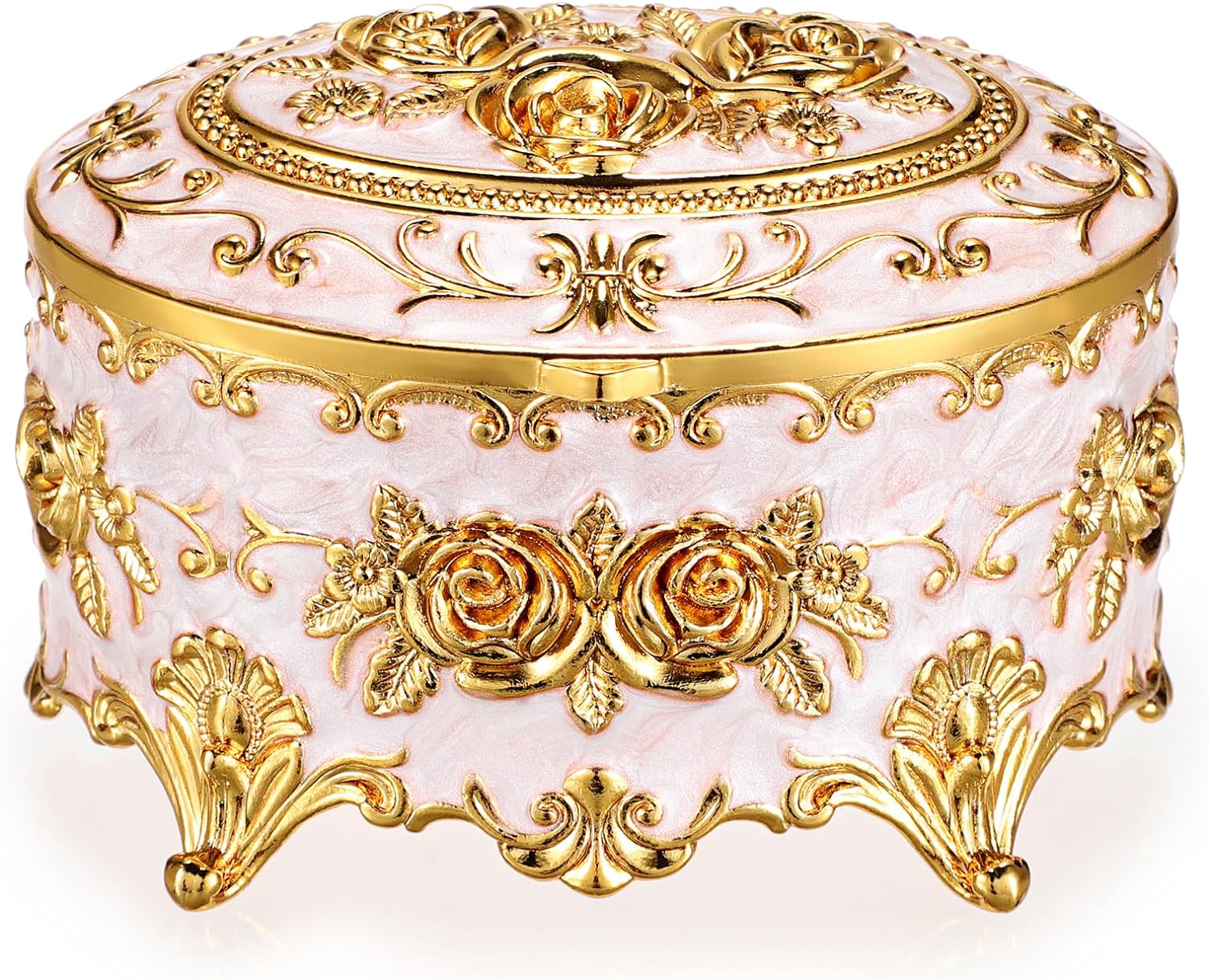 Hipiwe Vintage Metal Jewelry Box – Oval Trinket...