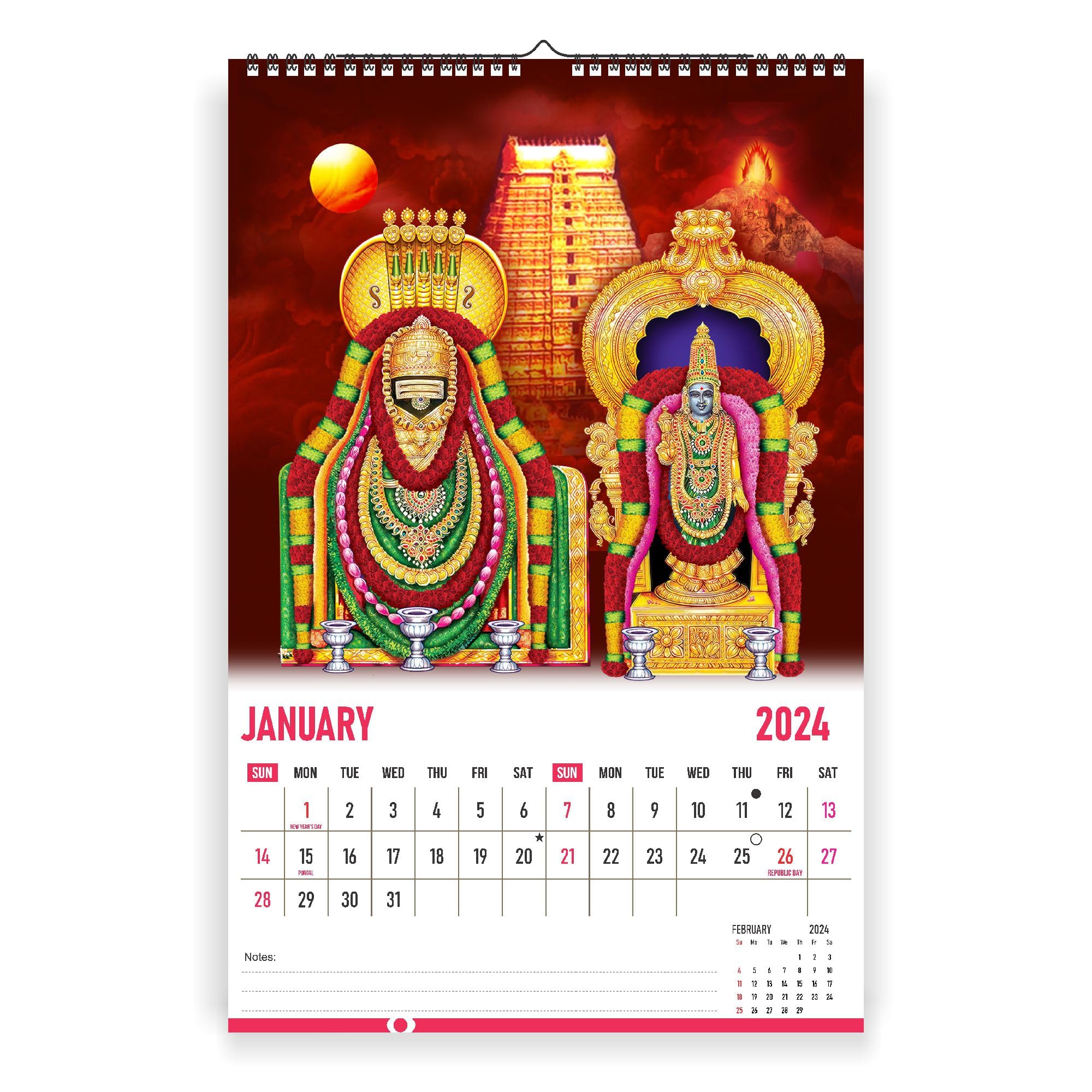 Zoozo artz – All Hindu Gods - 12 x 18 inches I 12 Pages Wall Hanging Calendar 2024 Calendar (Z12)-image-48