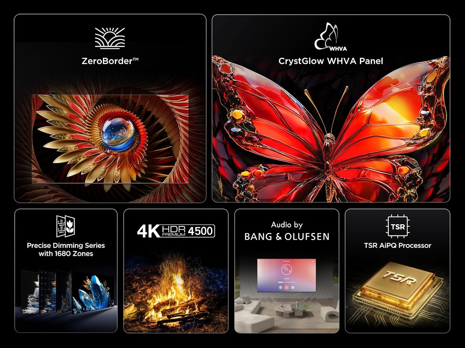 Detalle del panel CrystGlow WHVA y tecnología QD-Mini LED del televisor TCL 65C8K