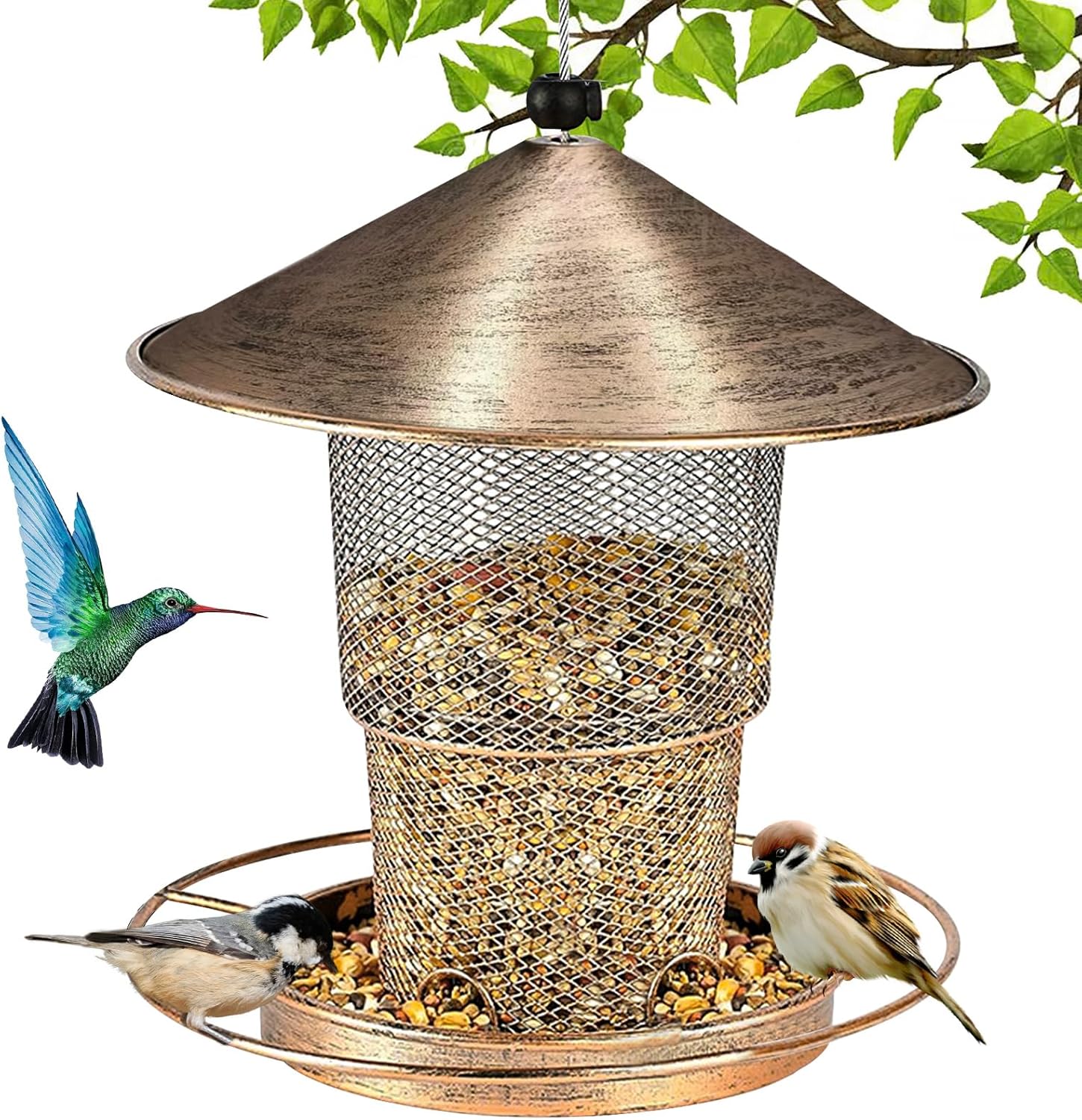 Hängendes Vogelfutterhaus, faltbares Vogelfutterhaus, hängendes Vogelfutterhaus, wetterfestes Vogelfutterhaus für Vögel, Wildvögel für Garten, Balkon (Bronze) Hängendes Vogelfutterhaus, faltbares Vogelfutterhaus, hängendes Vogelfutterhaus, wetterfestes Vogelfutterhaus für Vögel, Wildvögel für Garten, Balkon (Bronze)