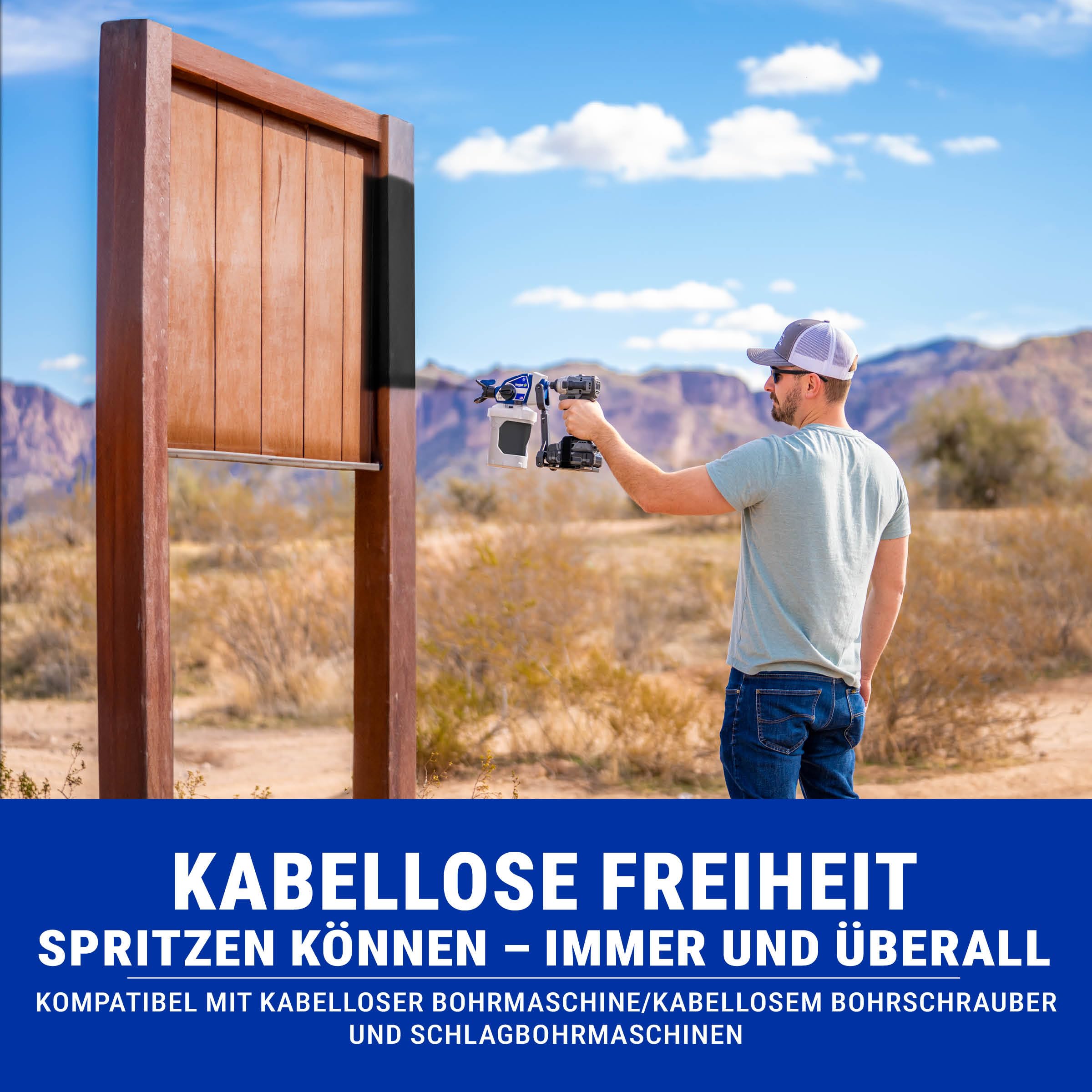 TrueCoat 360 Cordless Connect Airless Farbsprühgerät 26D361 – Akku-Handspritzgerät für Bohrmaschinenantrieb – Für Möbel, Türen, Zäune & Ausbesserungen – 360° Sprühen in jeder Position