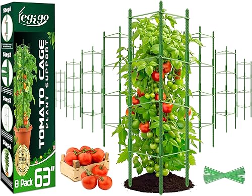 Miniatura 13 de Legigo Paquete de 6 jaulas de tomate para soporte de plantas de jardín, estacas de jardín de hasta 48 pulgadas, jaula de tomate para plantas