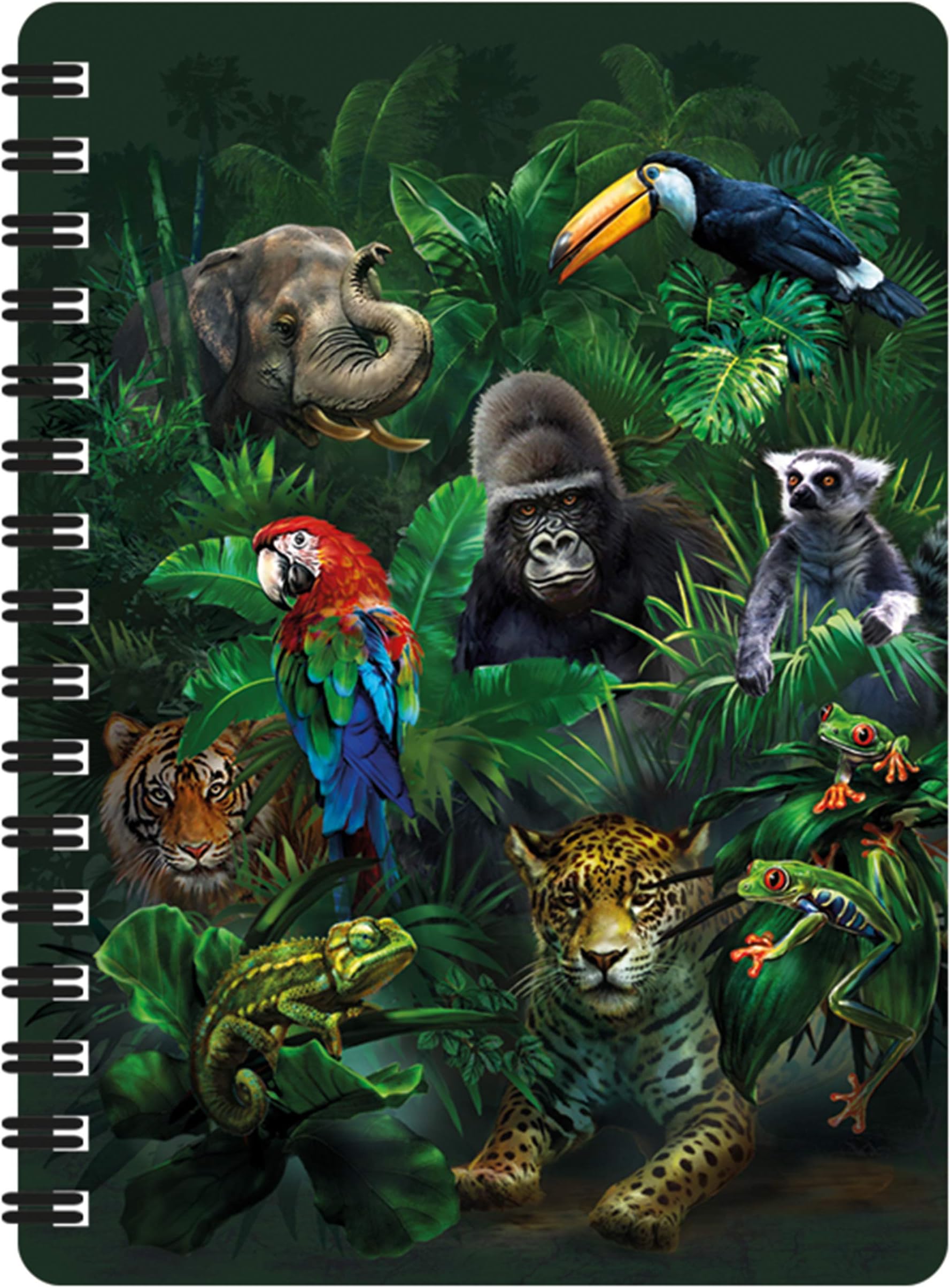 3D LiveLife Jotter - Jungle Pals from Deluxebase. Spiral Bound A6 Notebook with 80 Plain Recycled Pages. Pocket Sized Animal Notepad, Journal or Drawing Book with Cute Cover