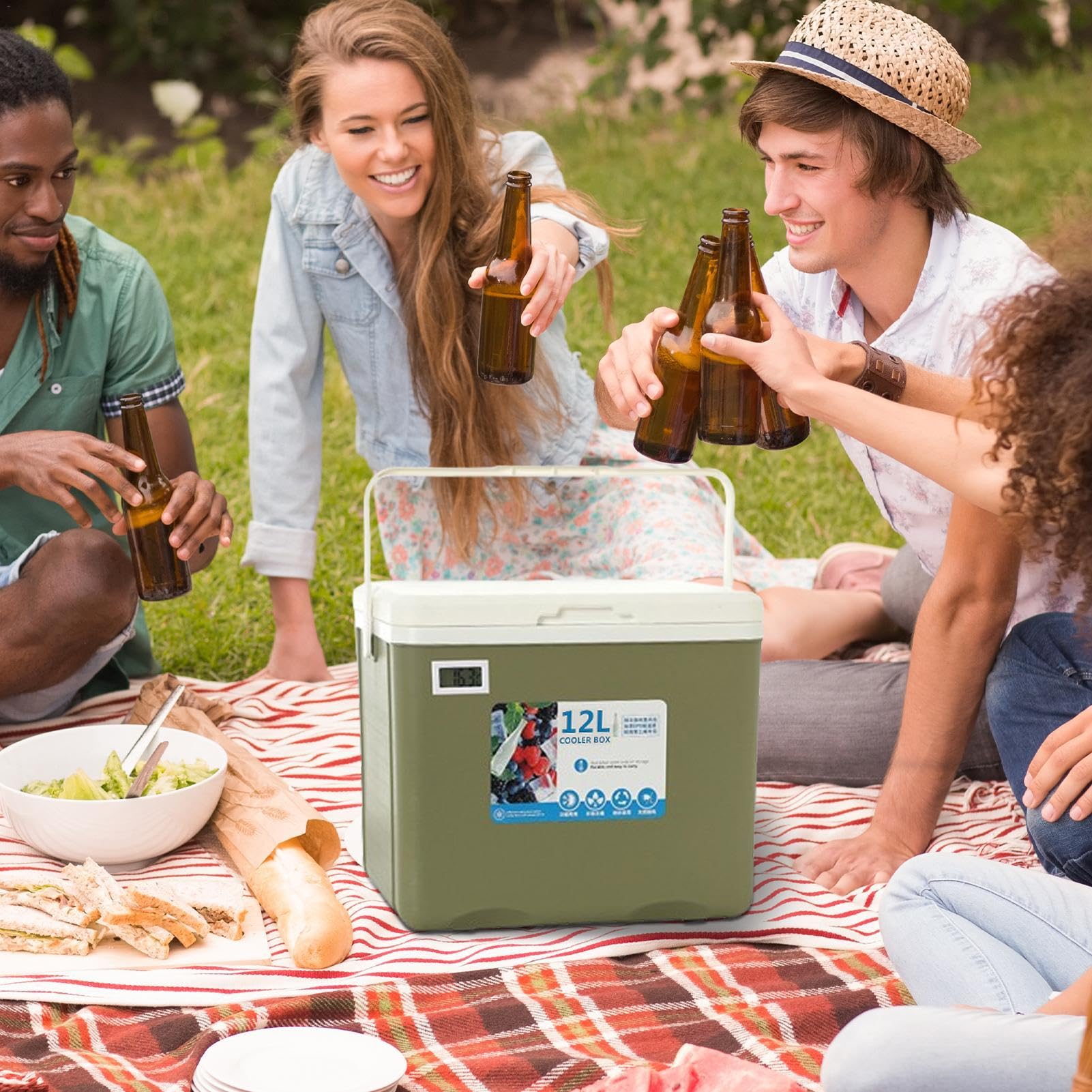 Contenitore refrigerante portatile, da viaggio, da campeggio, contenitore per alimenti per picnic, pesca per frutta, latte materno, succhi di frutta, bevande, latte, regali adatti per uomini e donne