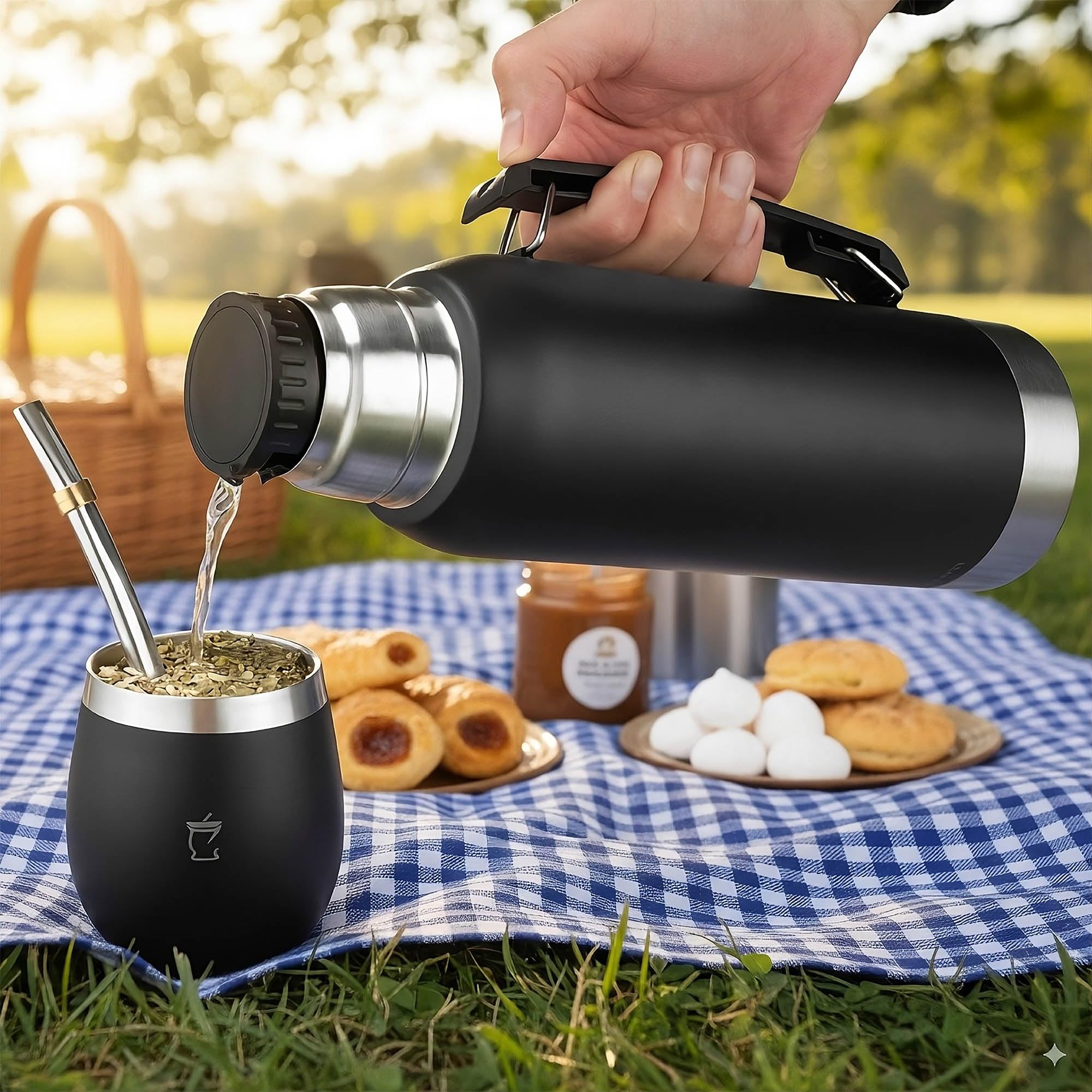 Mate Kit argentino - argentino opaco - set opaco - Yerba Mate - Lampadina opaca - Prodotti Argentina - Nero