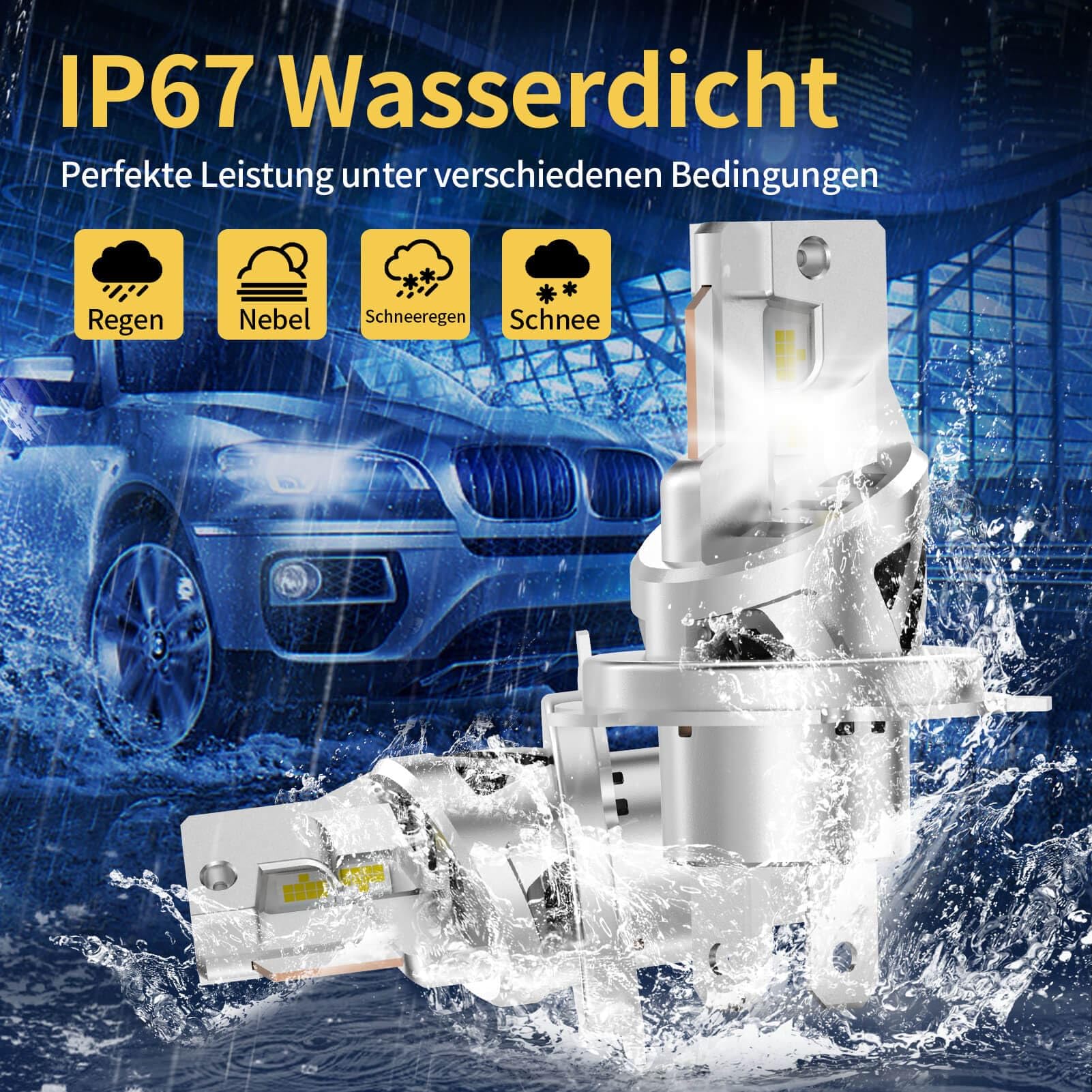 H4 Halogen Auto Lampe 12V 60W – Extra Helle H4 Scheinwerferlampe mit Zulassung & E-Prüfzeichen – 5500K Weißes Licht für maximale Sichtbarkeit bei Nacht – langlebige Birne, 2 Stück