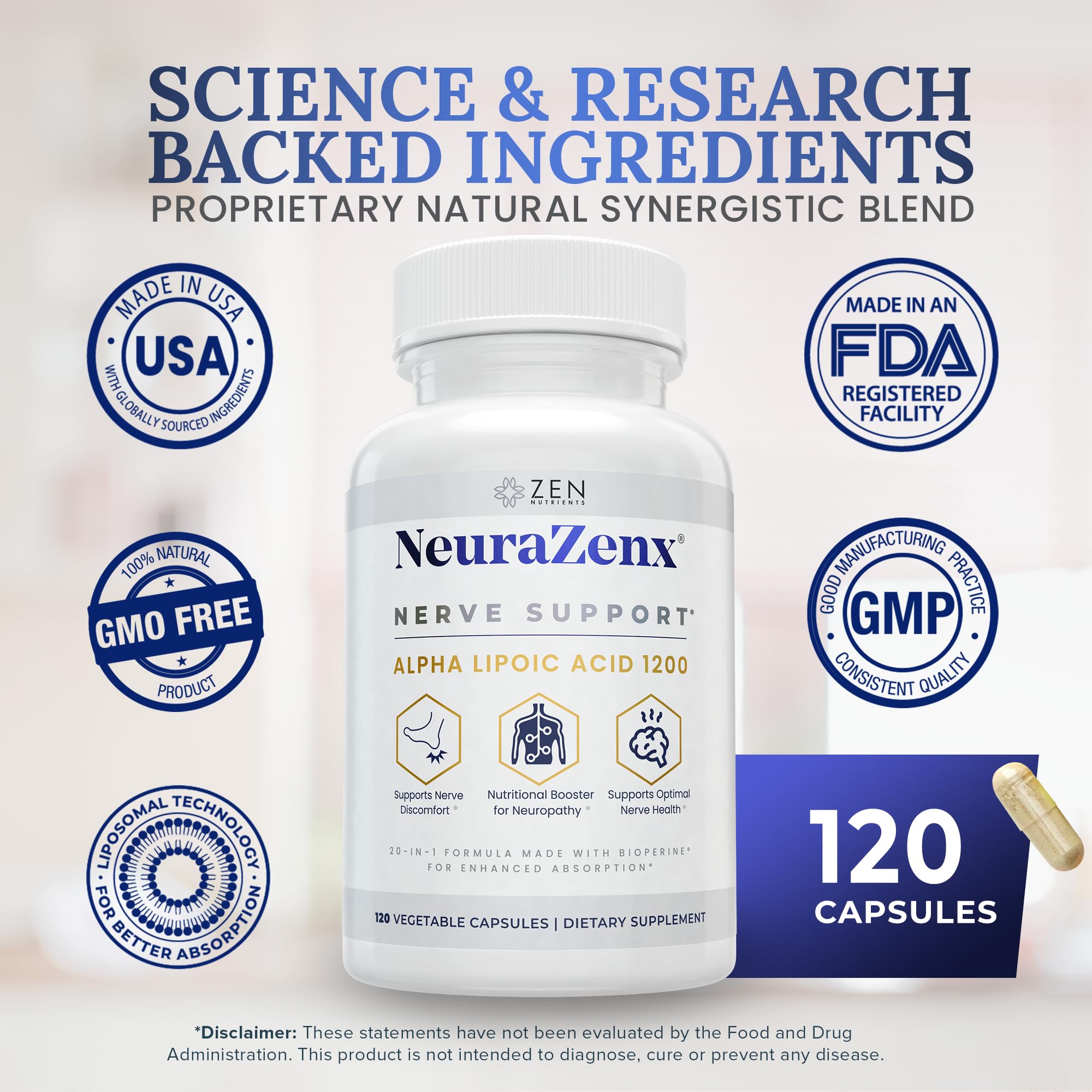 Amazon.com: Zen Nutrients 1200mg Alpha Lipoic Acid R Matrix +