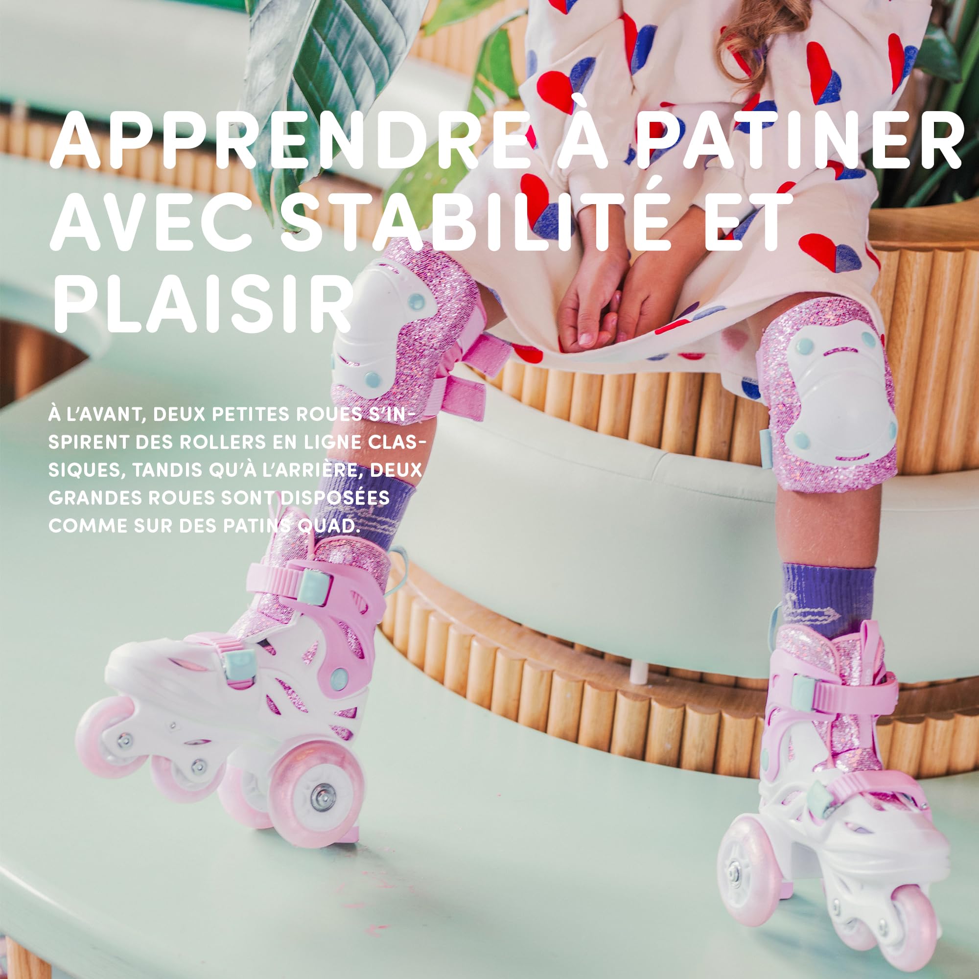 Cariboo Patins à roulettes pour Enfants - Ajustables - pour Débutants - Set avec Protège-Genoux Coudières et Protège-Poignets - Ballerina