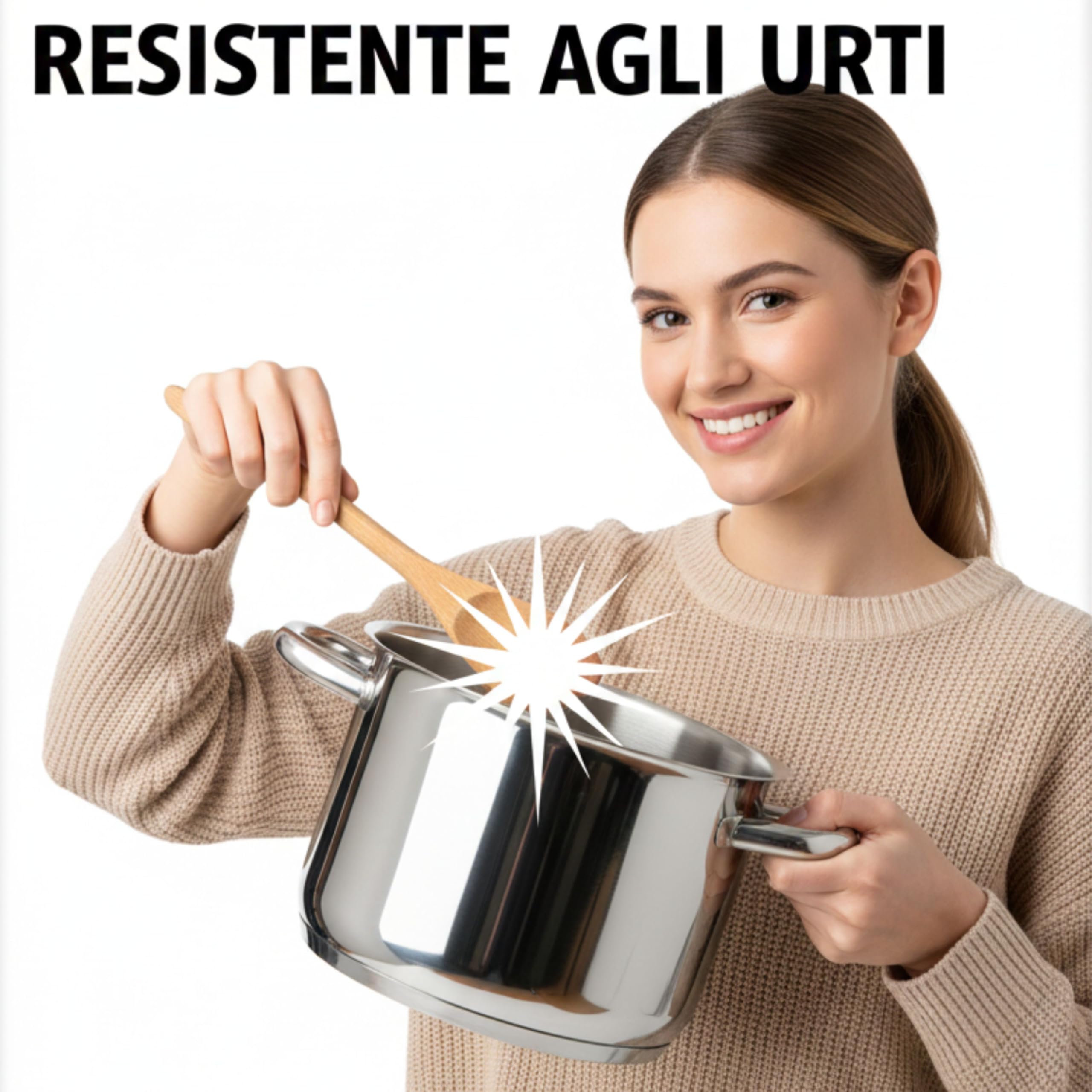 Yasta Batteria da Cucina 5 Pezzi - Set Pentole in Acciaio Inox per Induzione e Gas - Casseruole con Fondo Triplo Strato (Ø 12, 14, 16, 18, 20 cm) - Lavabile in Lavastoviglie