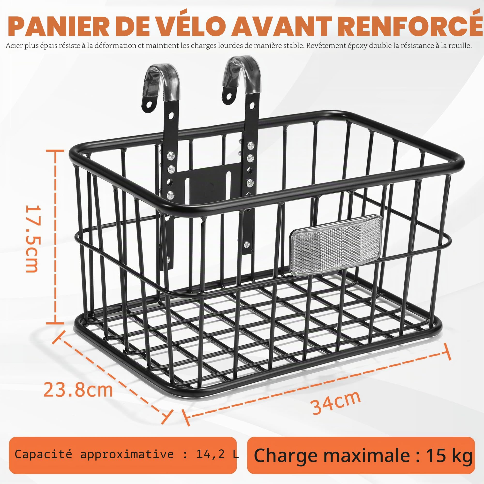 CDYWD Panier De Vélo Avant Avec Poche Intérieure Amovible, Grand Panier De Guidon Pour Vélo Électrique, Scooter, Vélo De Montagne, Vélo De Course, Vélo De Ville