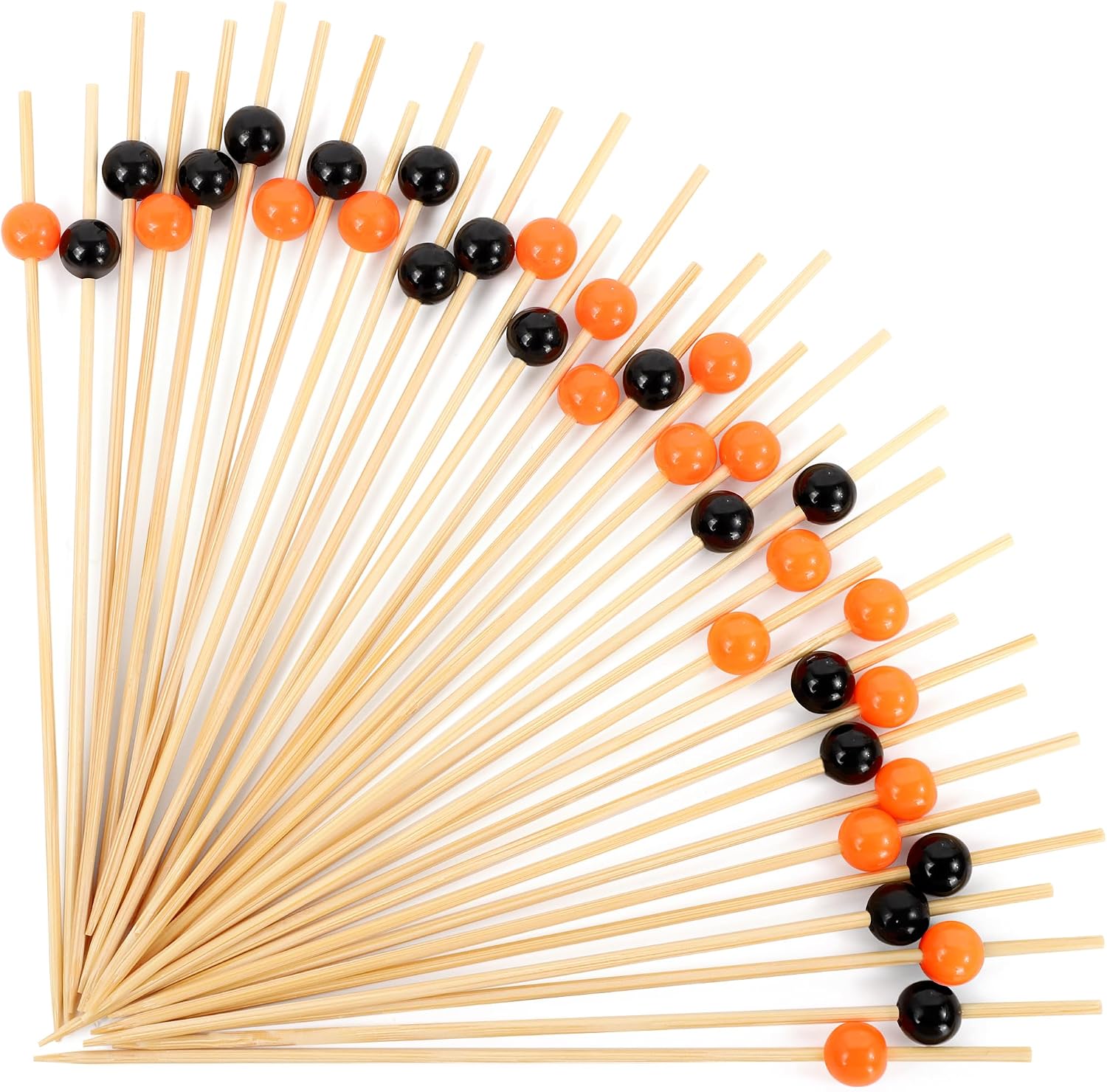 100 Halloween Cocktail Picks, Black Orange Pearl Toothpicks for Appetizers