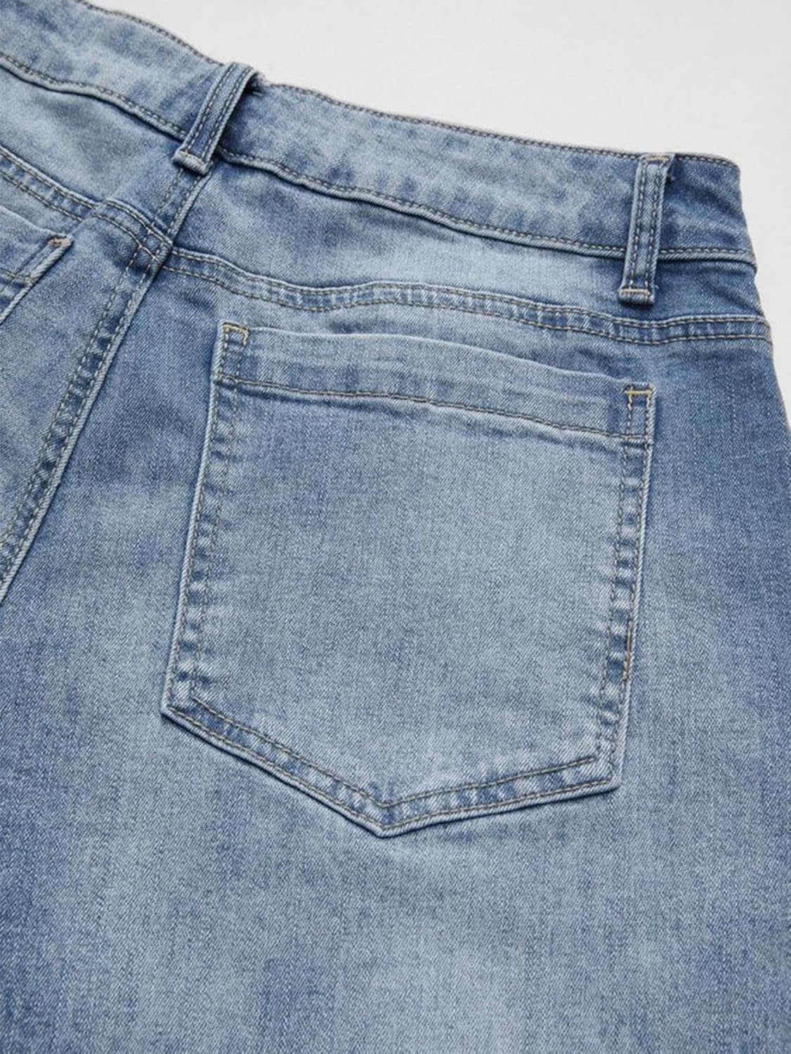 Flamingals Wide Leg Jeans for Women Mid Waist Baggy Stitch Decor Denim Washed Pants Without Belt