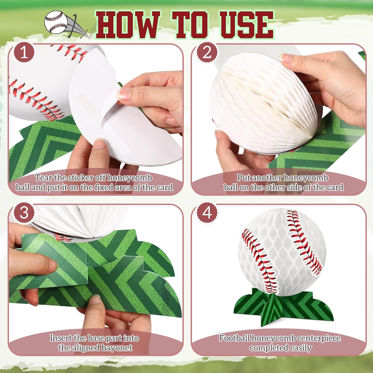 Containlol 9 Pcs Baseball Table Honeycomb Centerpieces Baseball Table Decor image 4